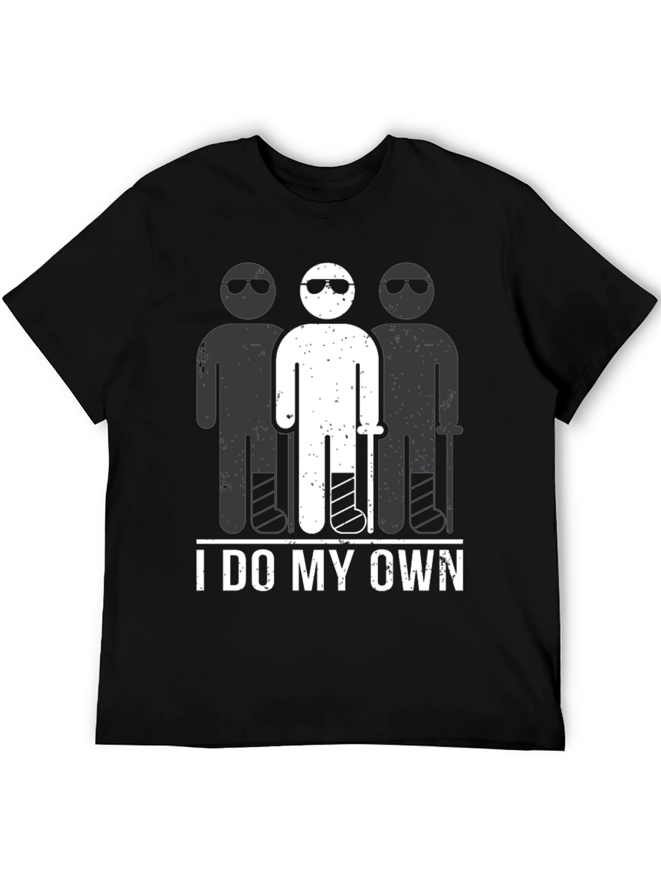 Black I Do My Own Stunts T-Shirt Funny Broken Leg view 5