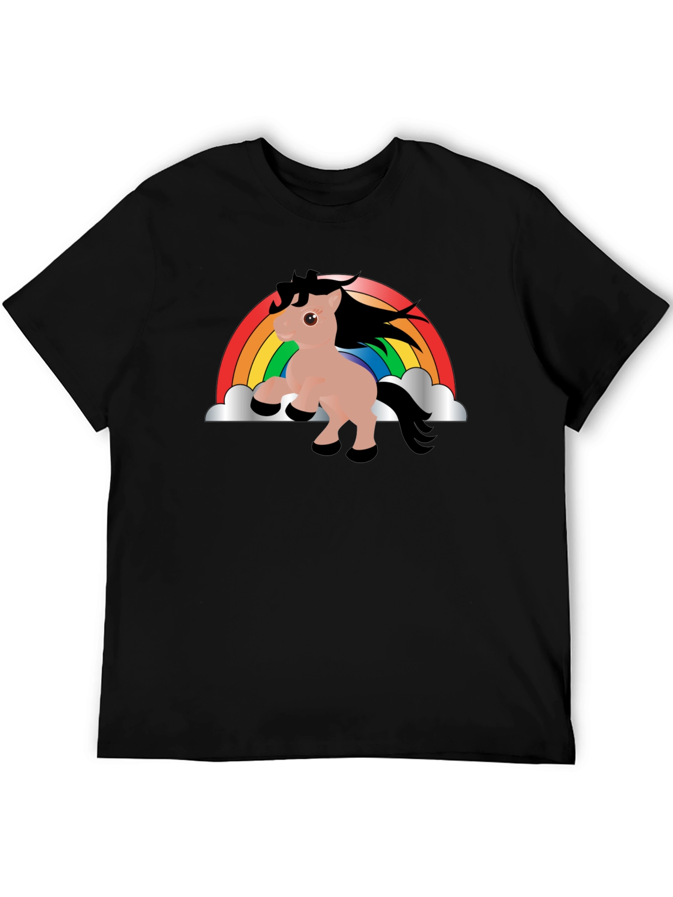 Black Rainbow Unicorn T-Shirt - Black Cotton Tee view 5