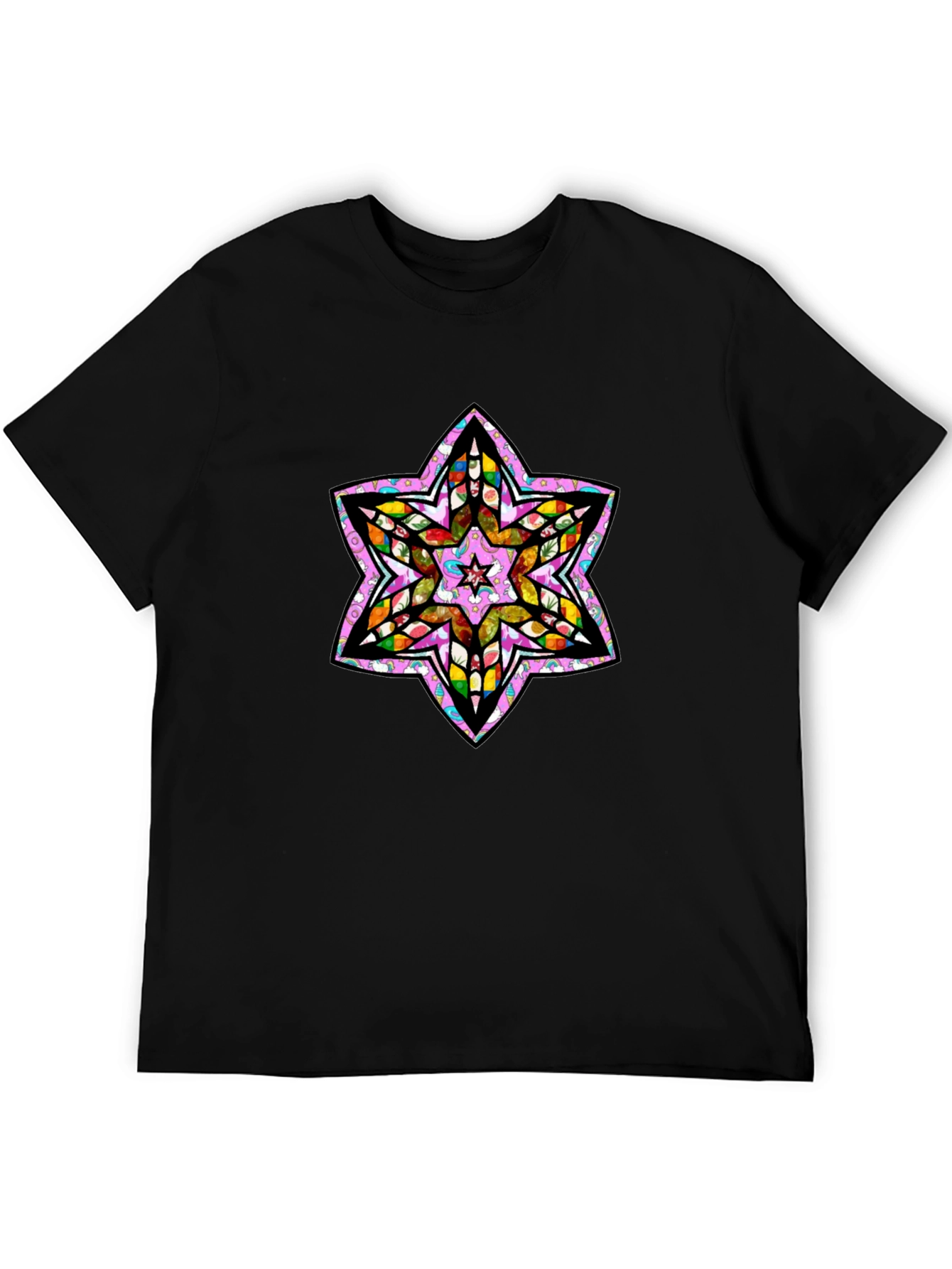 Black Six Point Star Graphic Tee - Men's Black T-Shirt view 5