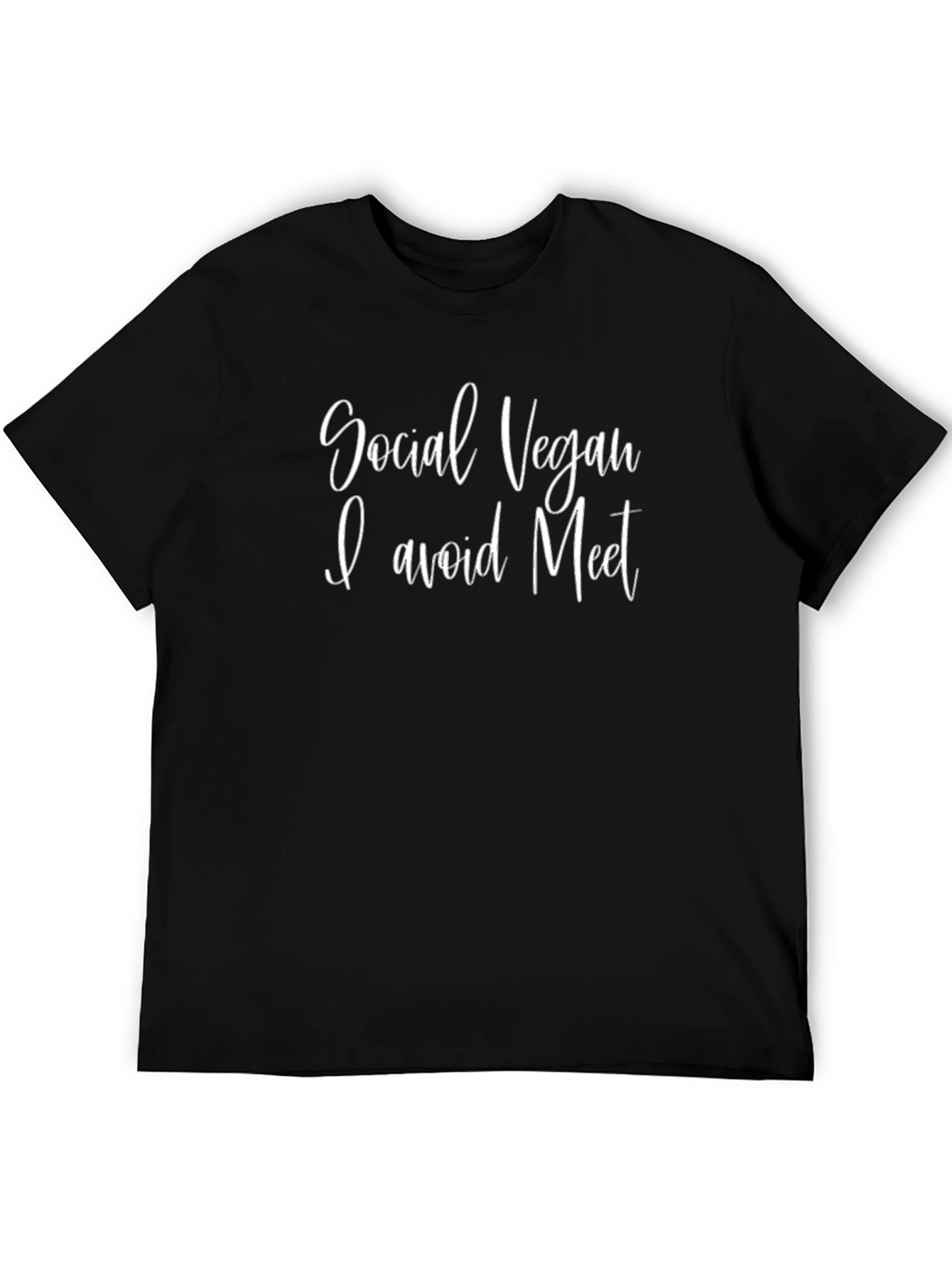 Black Social Vegan T-Shirt - "I Avoid Meat" view 5