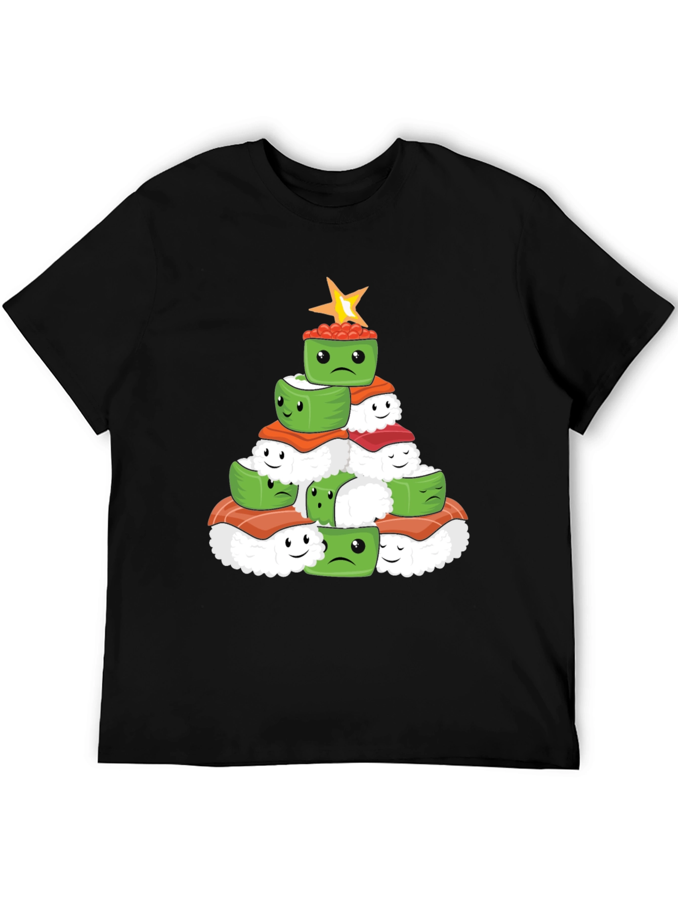 Black Sushi Christmas Tree Graphic Tee - Holiday Apparel view 5