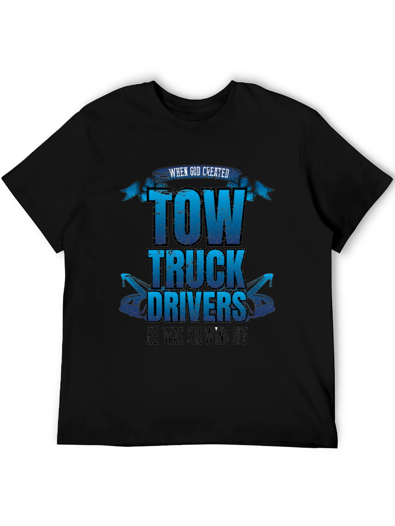 Black Tow Truck Driver Graphic Tee view 5