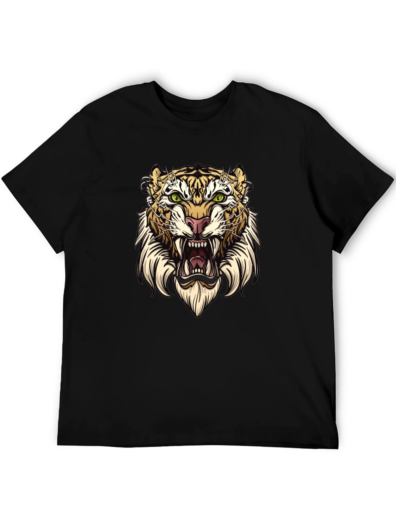 Black Tiger Graphic Tee - Black Cotton T-Shirt view 5