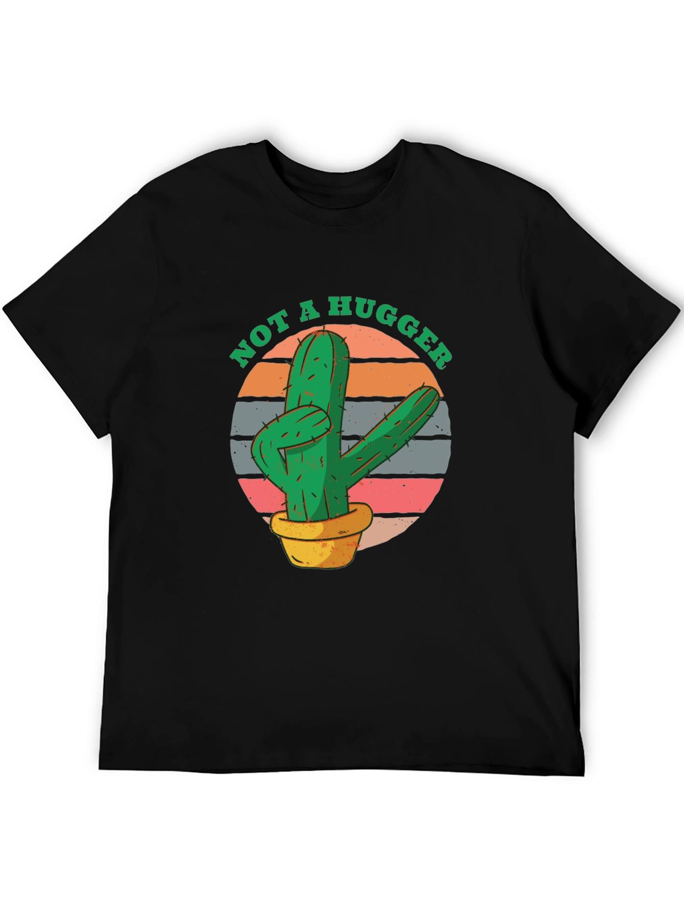 Black Not A Hugger Cactus Graphic Tee - Unisex Black T-Shirt view 5