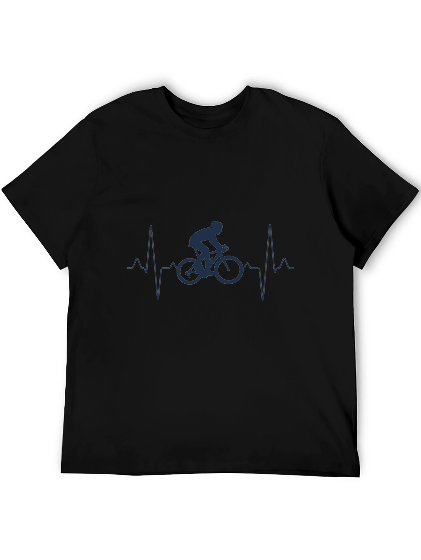 Black Cyclist Heartbeat Graphic T-Shirt - Black view 5