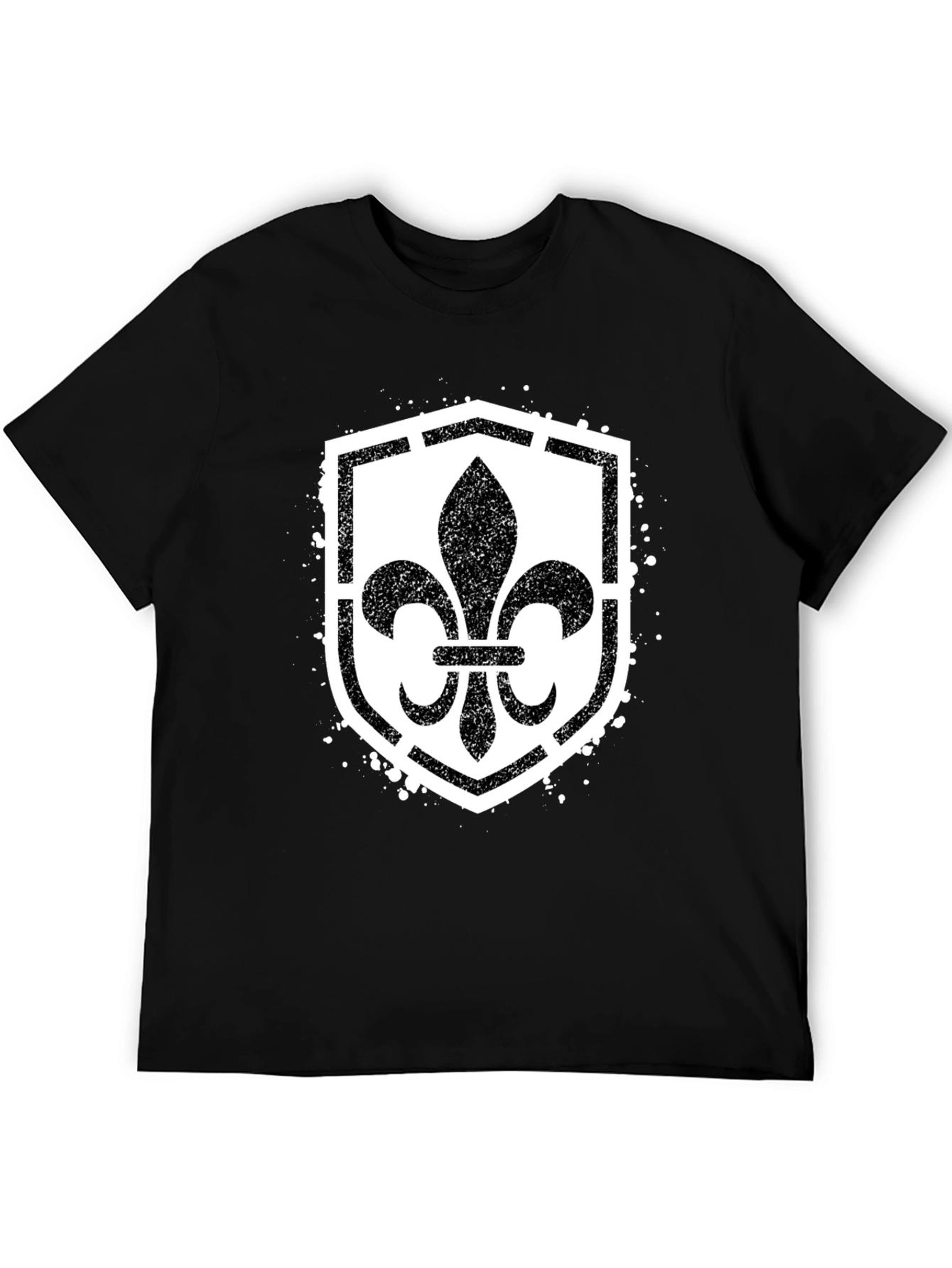 Black Fleur-de-Lis Shield Graphic T-Shirt - Black view 5