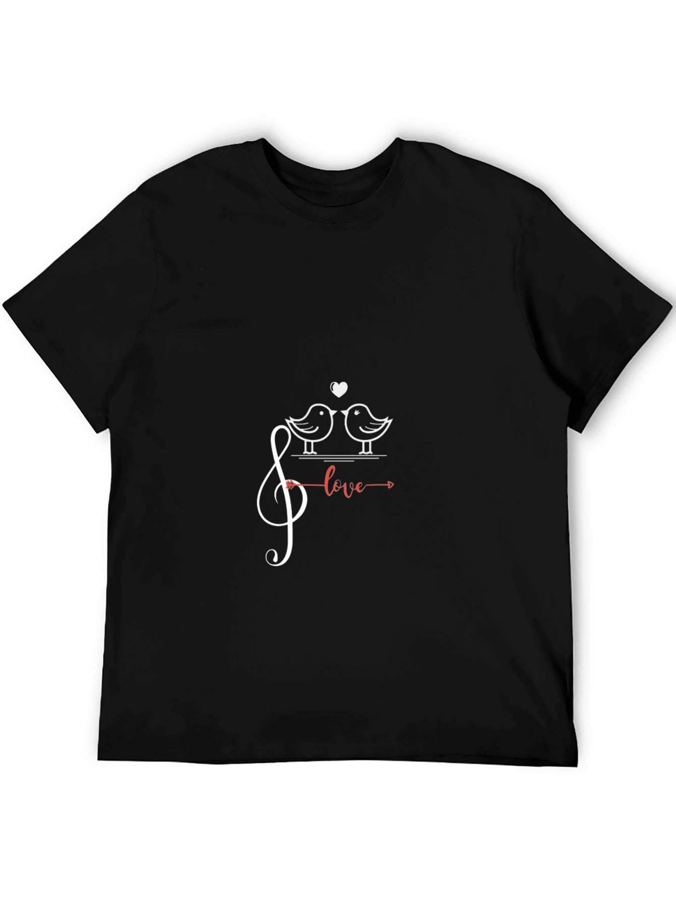 Black Love Birds Music Tee - Stylish Graphic T-Shirt view 5