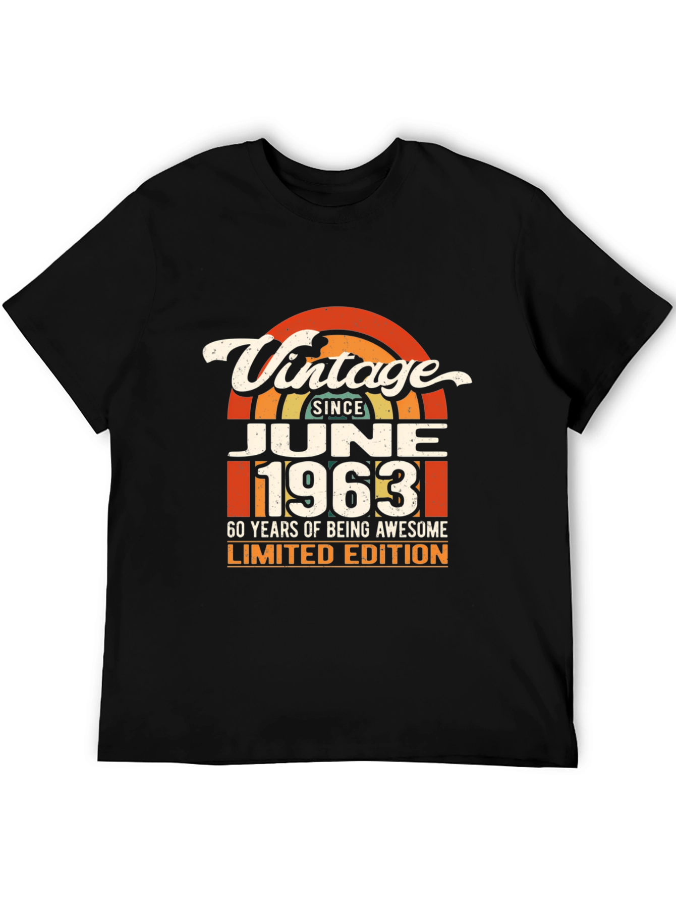 Black Vintage June 1963 Limited Edition 60th Birthday T-Shirt view 5