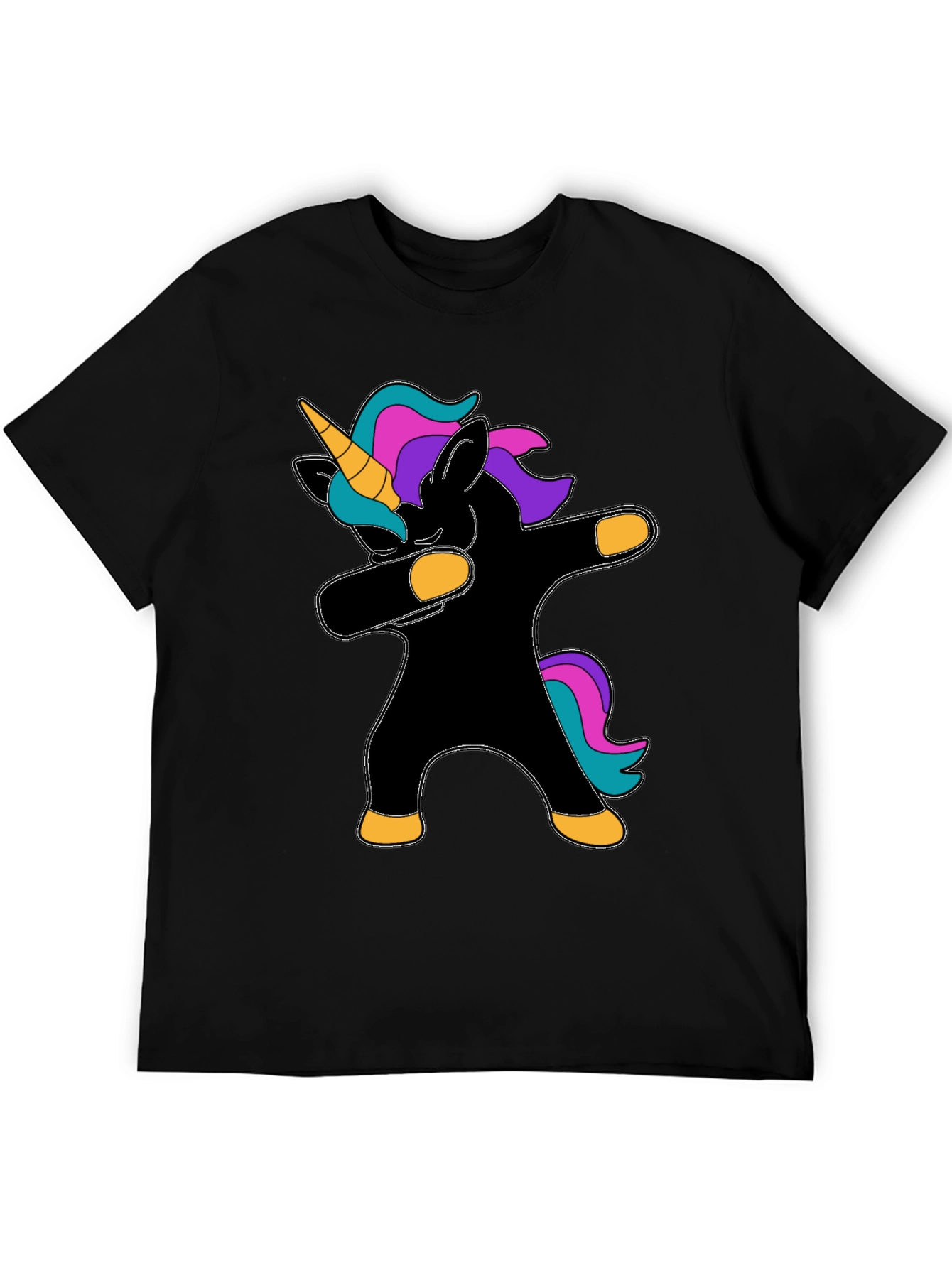 Dabbing Unicorn Graphic Tee - Black Cotton T-Shirt - 5