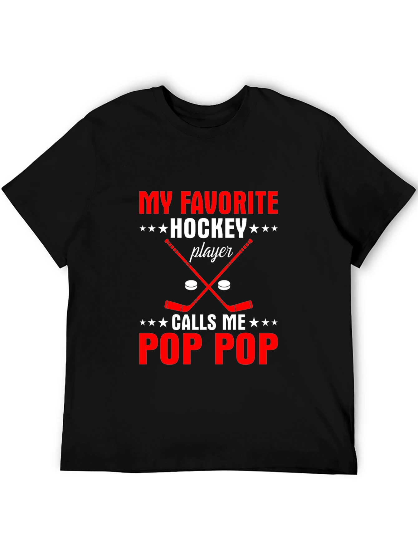 Black My Favorite Hockey Player Calls Me Pop Pop T-Shirt view 5