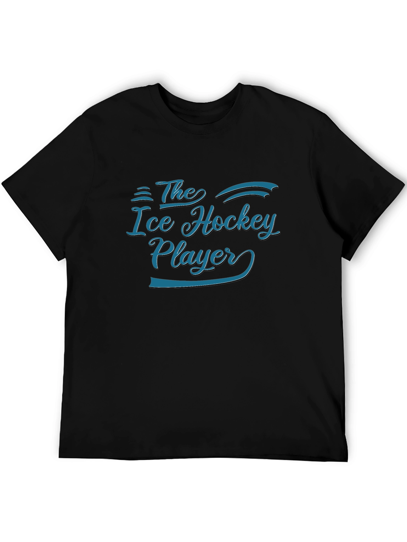 Black The Ice Hockey Player T-Shirt - Black Graphic Tee view 5