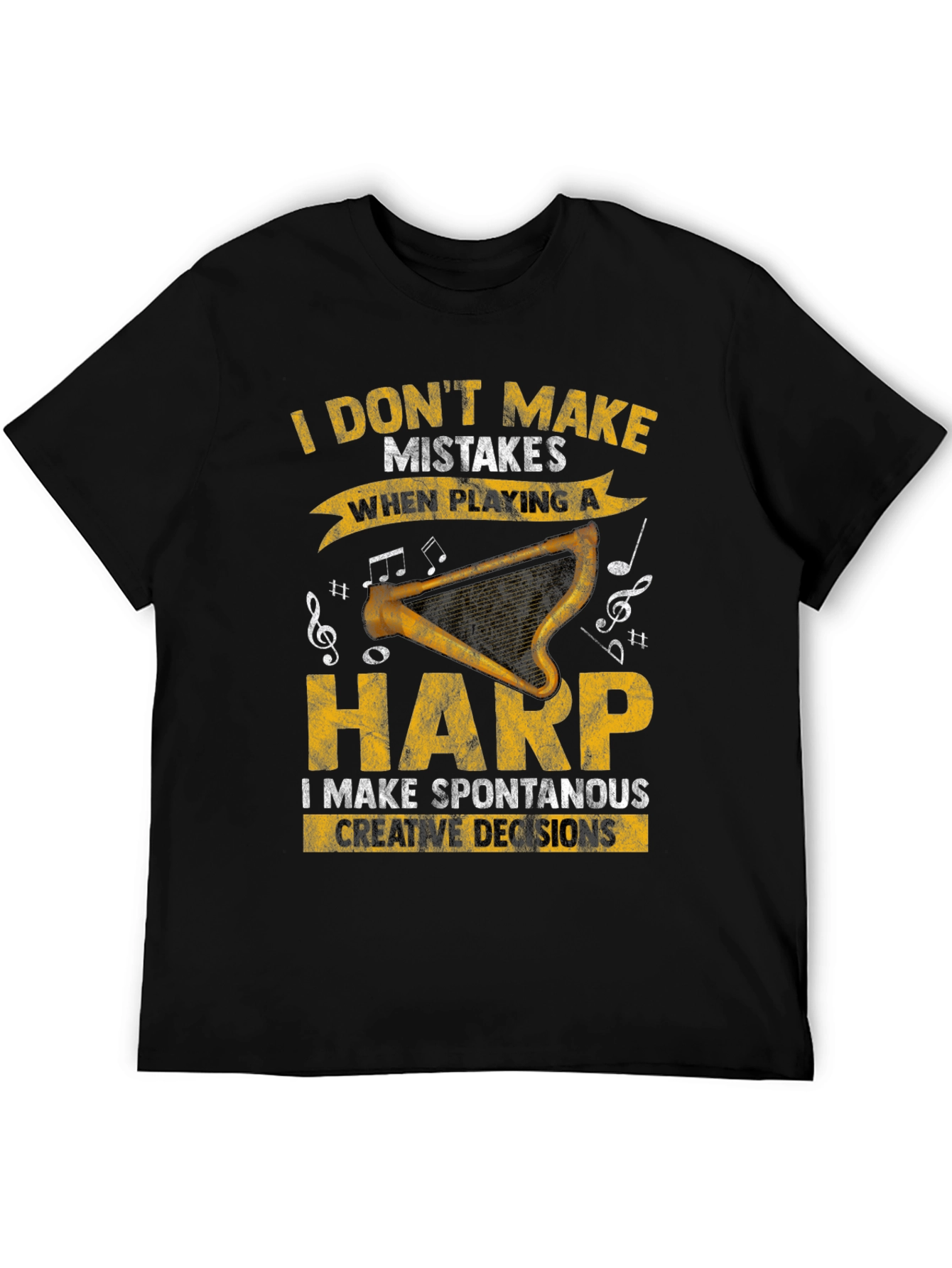 Black Harp Player T-Shirt - Spontaneous Creative Decisions view 5