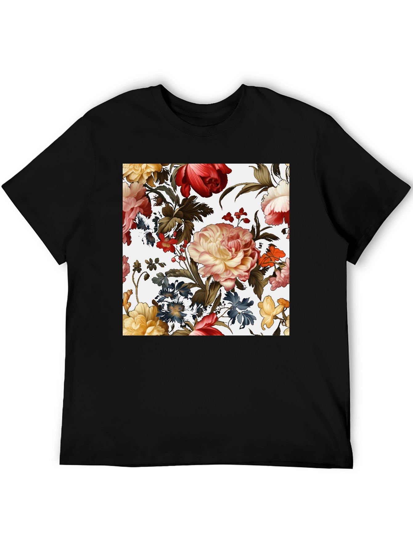 Black Floral Print Black T-Shirt view 5
