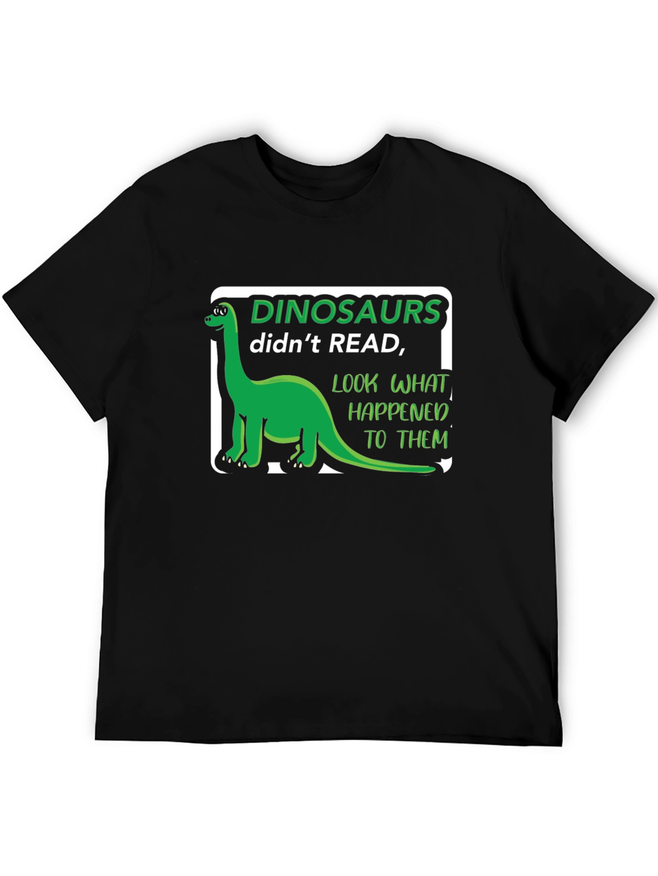 Black Dinosaurs Didn't Read T-Shirt Funny Pun Tee view 5