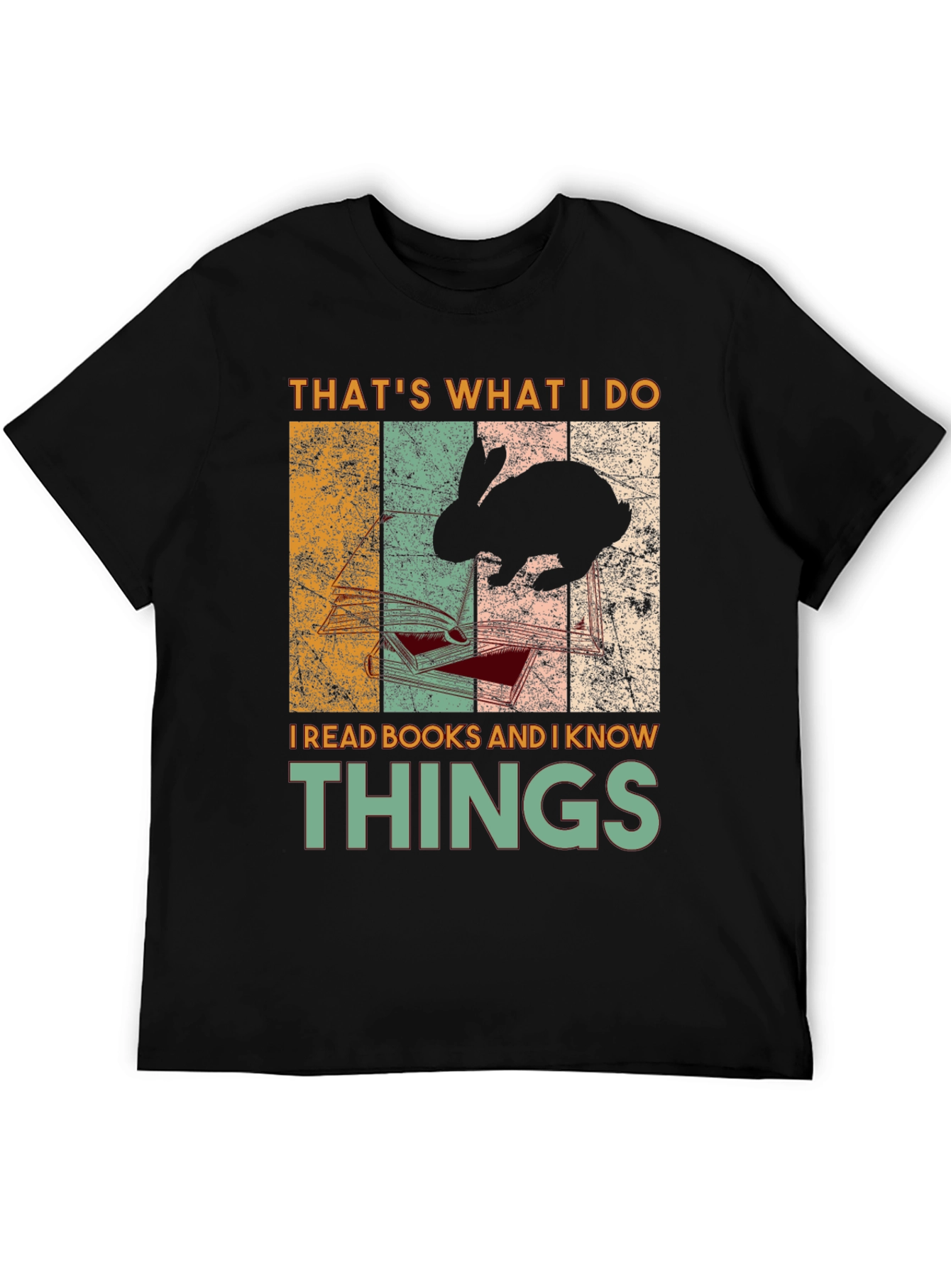 Black That's What I Do I Read Books Rabbit T-Shirt view 5