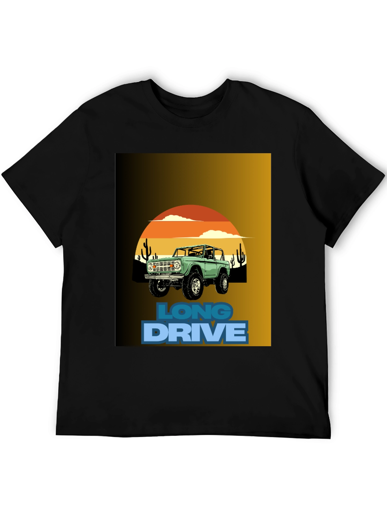 Black Long Drive Graphic Tee - Desert Bronco Design view 5