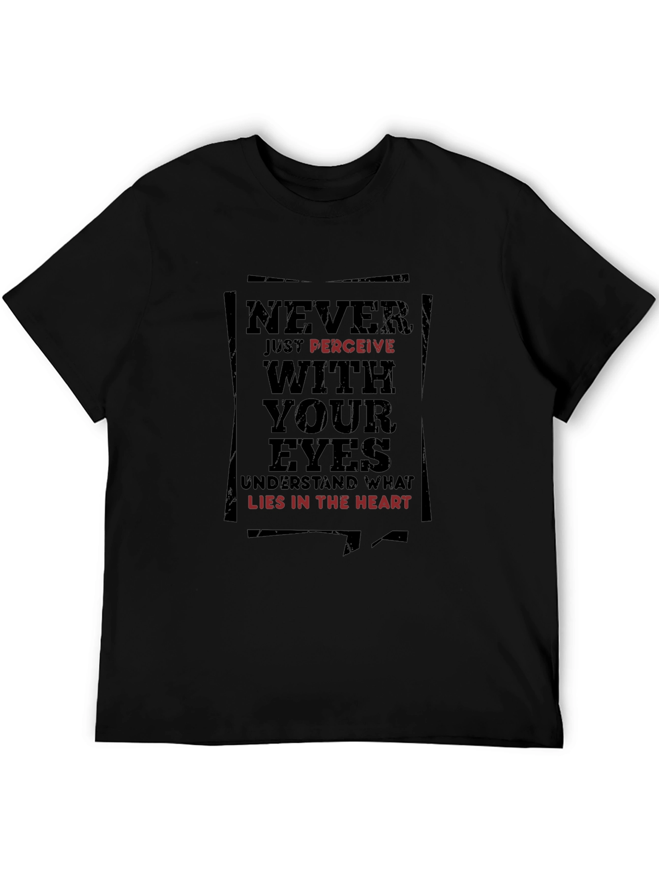 Black Never Perceive Tee - Inspirational Graphic T-Shirt view 5