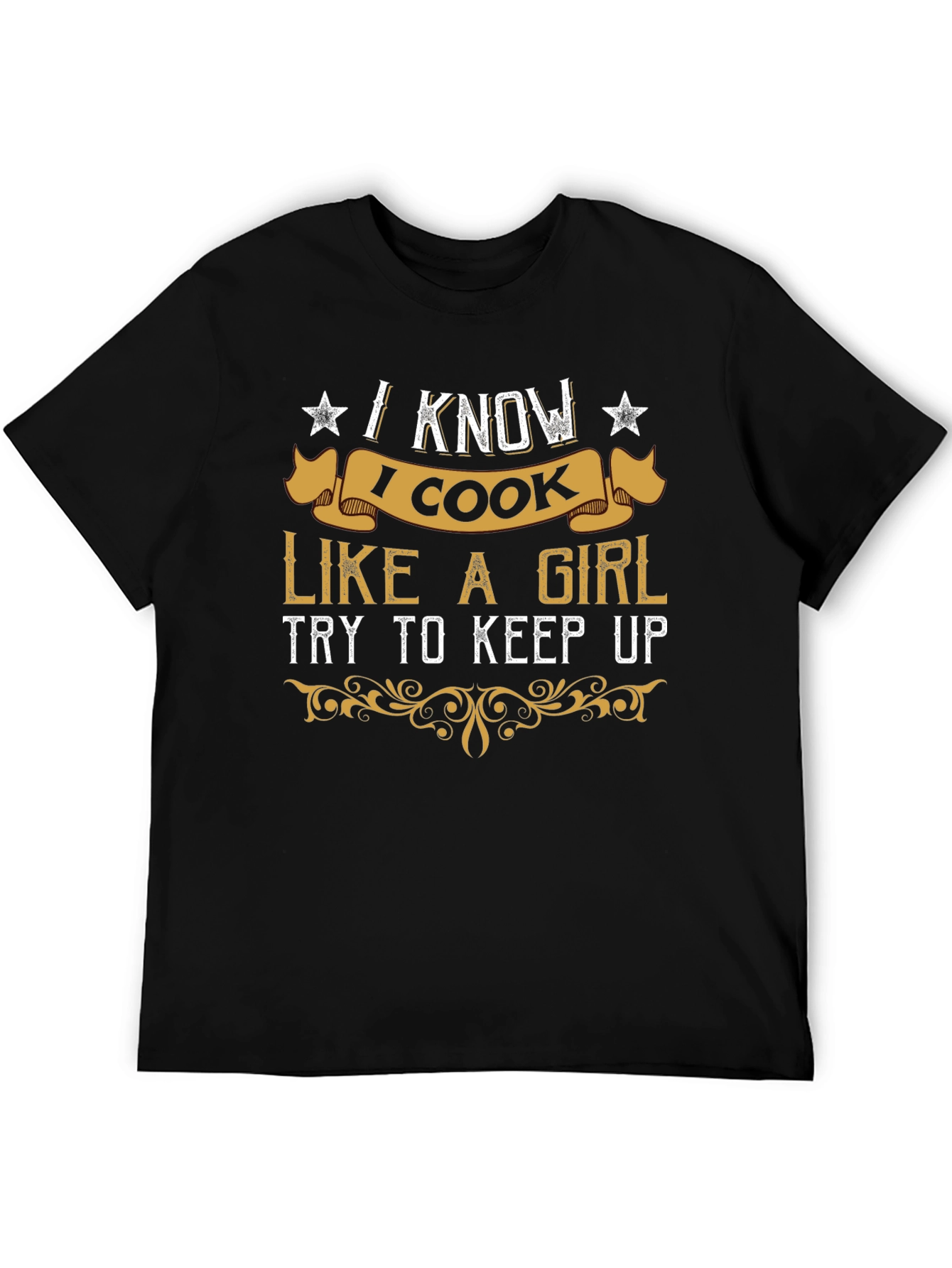 Black I Know I Cook Like a Girl T-Shirt view 5