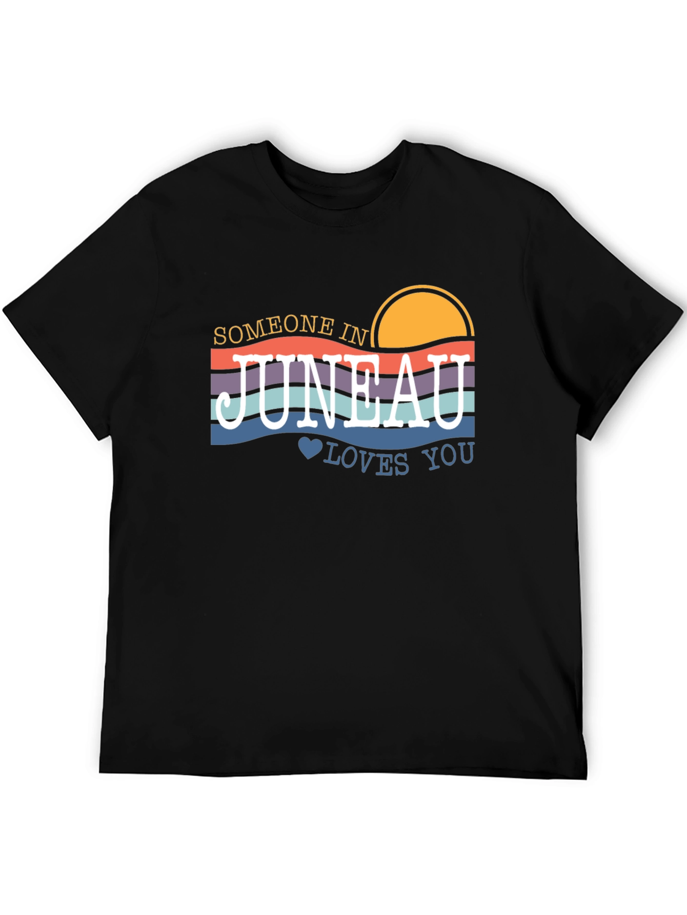 Black Juneau Alaska Sunset Graphic T-Shirt view 5
