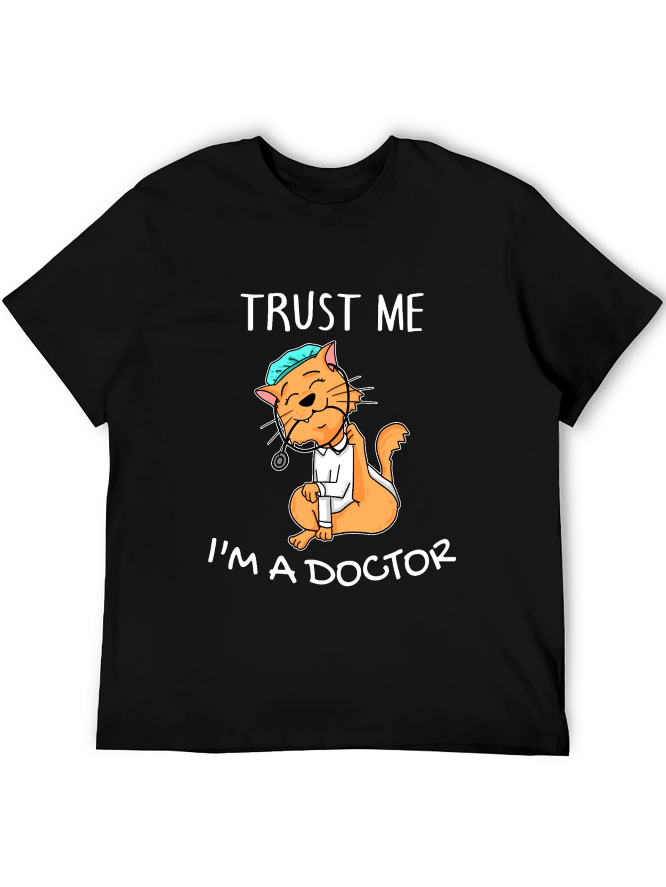 Black Trust Me I'm A Doctor Cat Graphic T-Shirt view 5