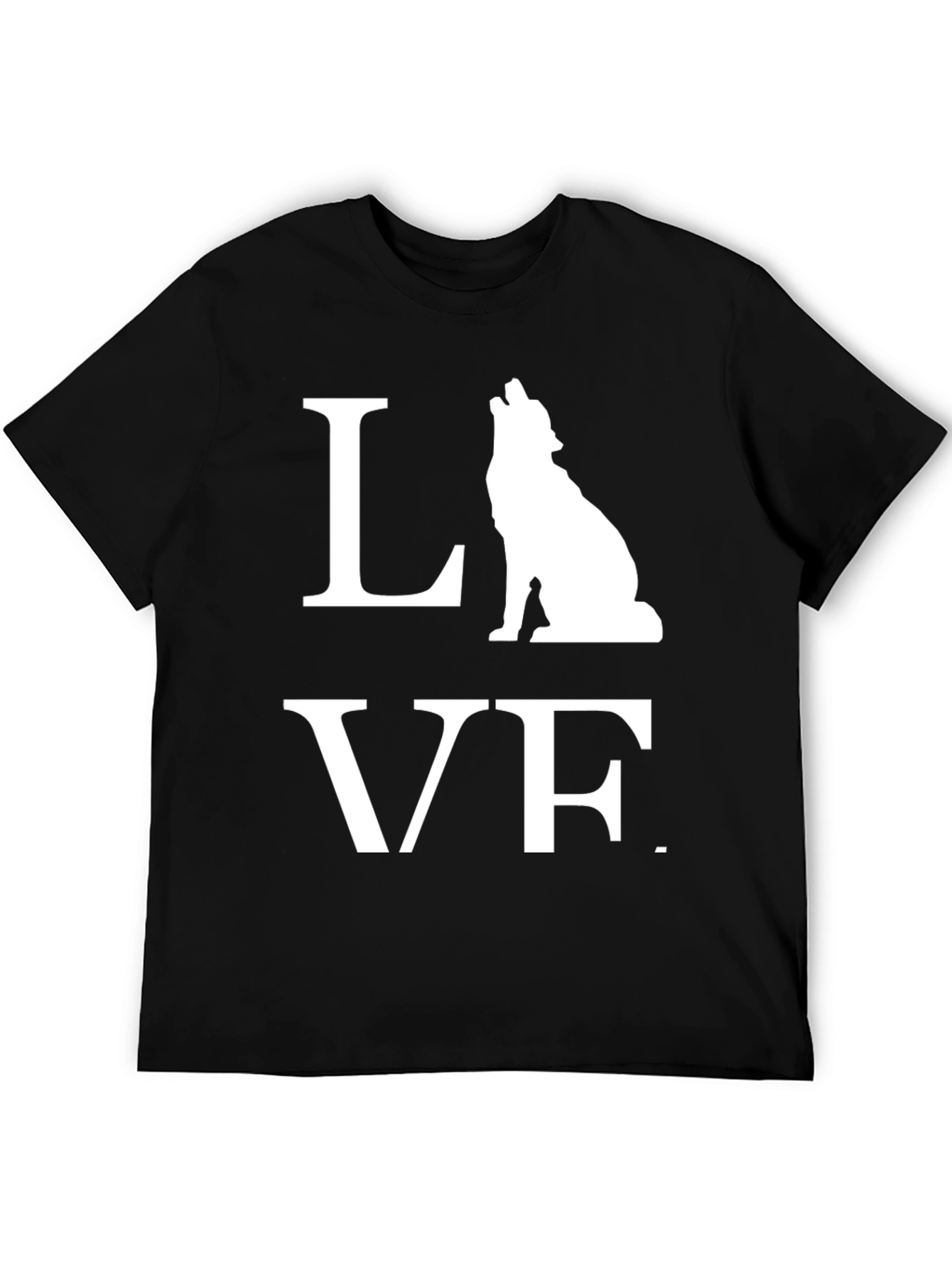 Black Wolf LOVE Graphic Tee - Men's Black T-Shirt view 5