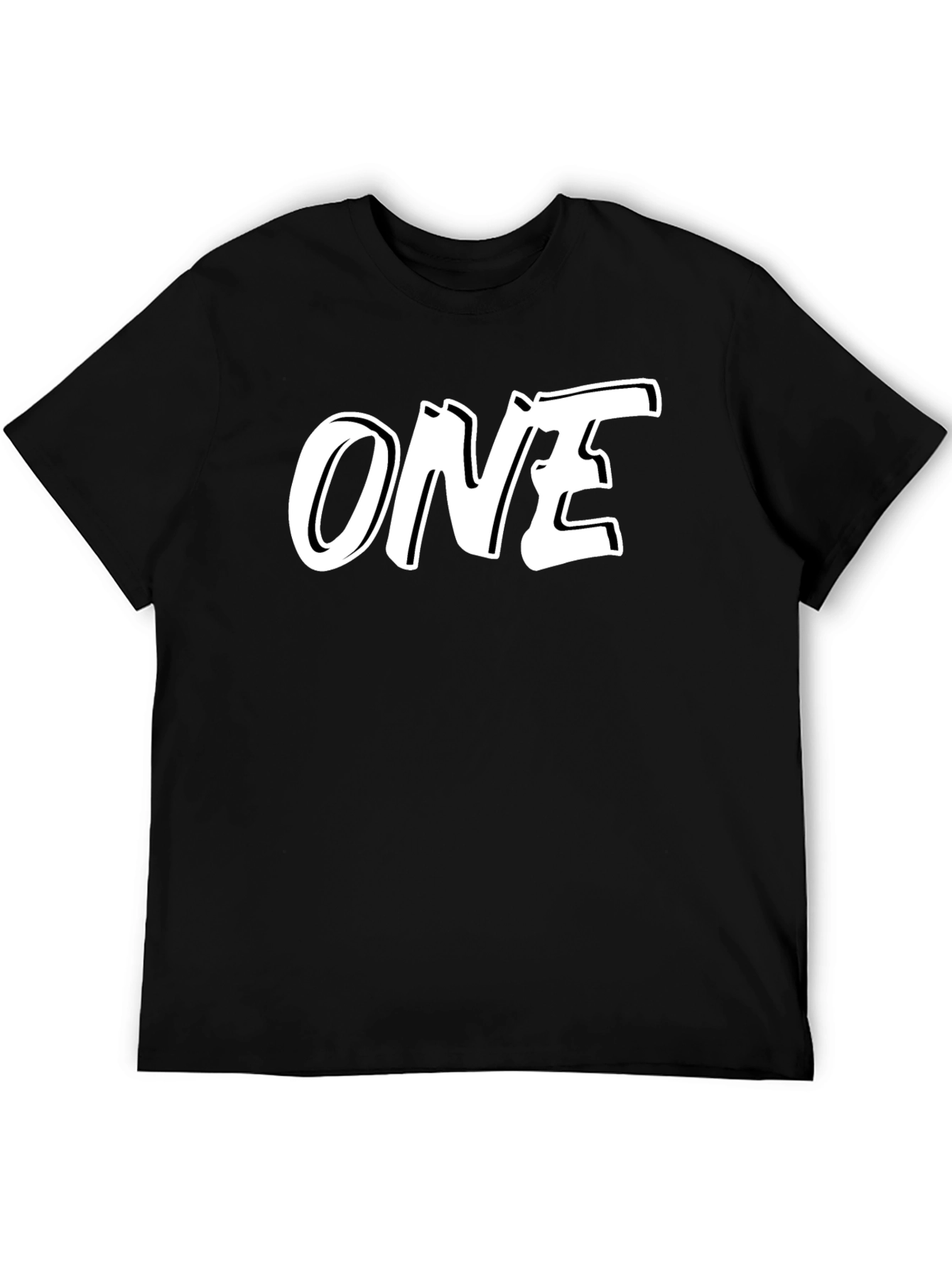 Black Bold ONE Graphic Tee - Black Cotton Blend view 5