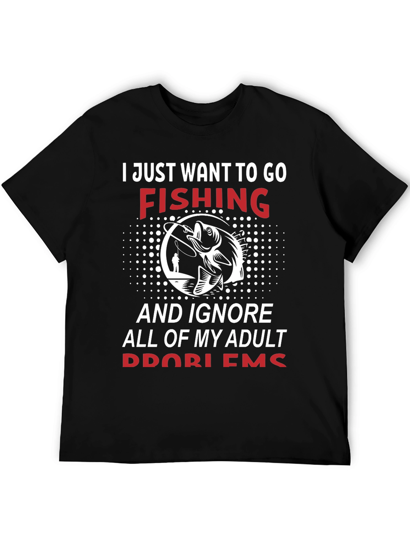 Black Fishing Graphic Tee - Adult Problems T-Shirt view 5