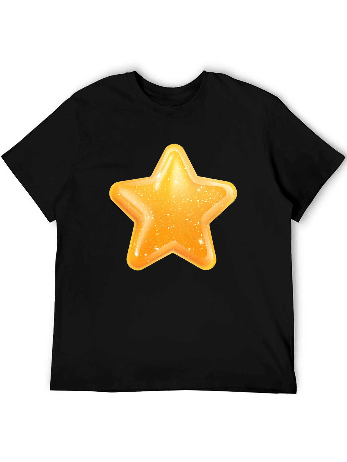 Black Shiny Star Graphic Black T-Shirt view 5