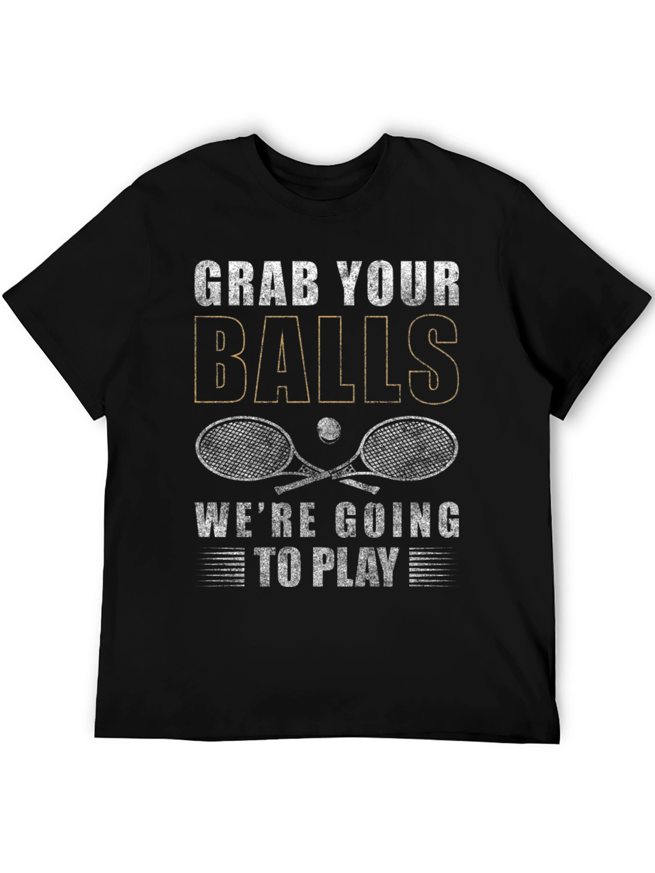 Black Grab Your Balls T-Shirt - Tennis Graphic Tee view 5
