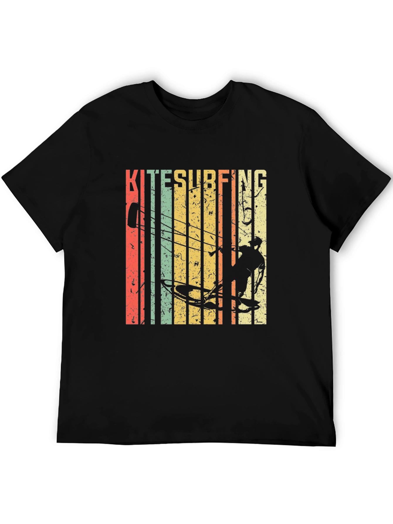 Black Kitesurfing Graphic Tee - Retro Style Surf Shirt view 5
