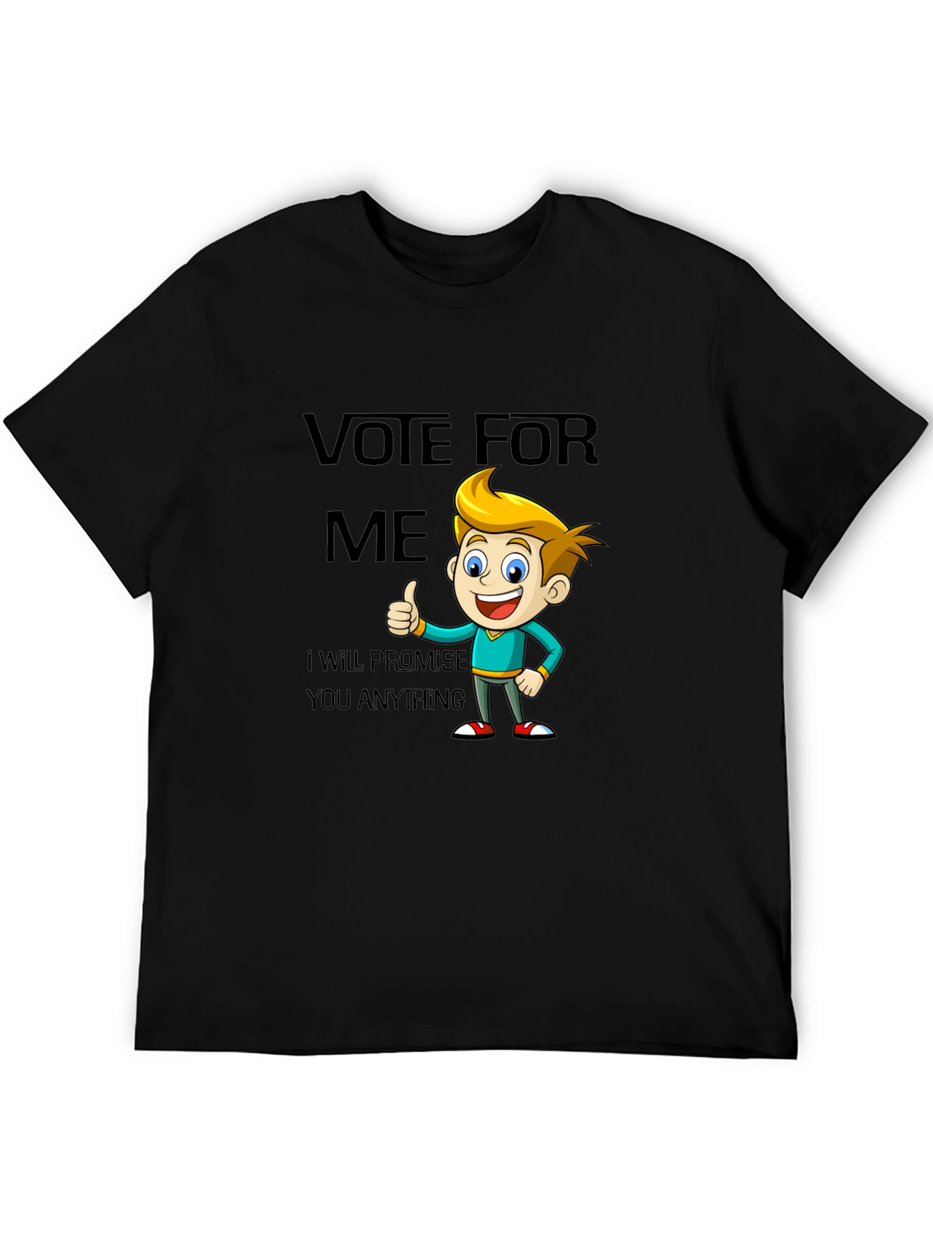 Black Vote For Me Funny Cartoon T-Shirt view 5