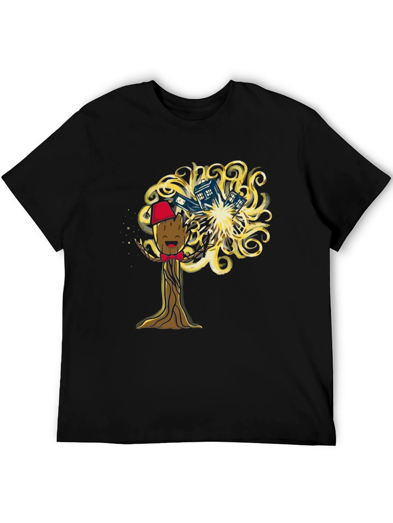 Black Dr Who Groot Mashup T-Shirt view 5