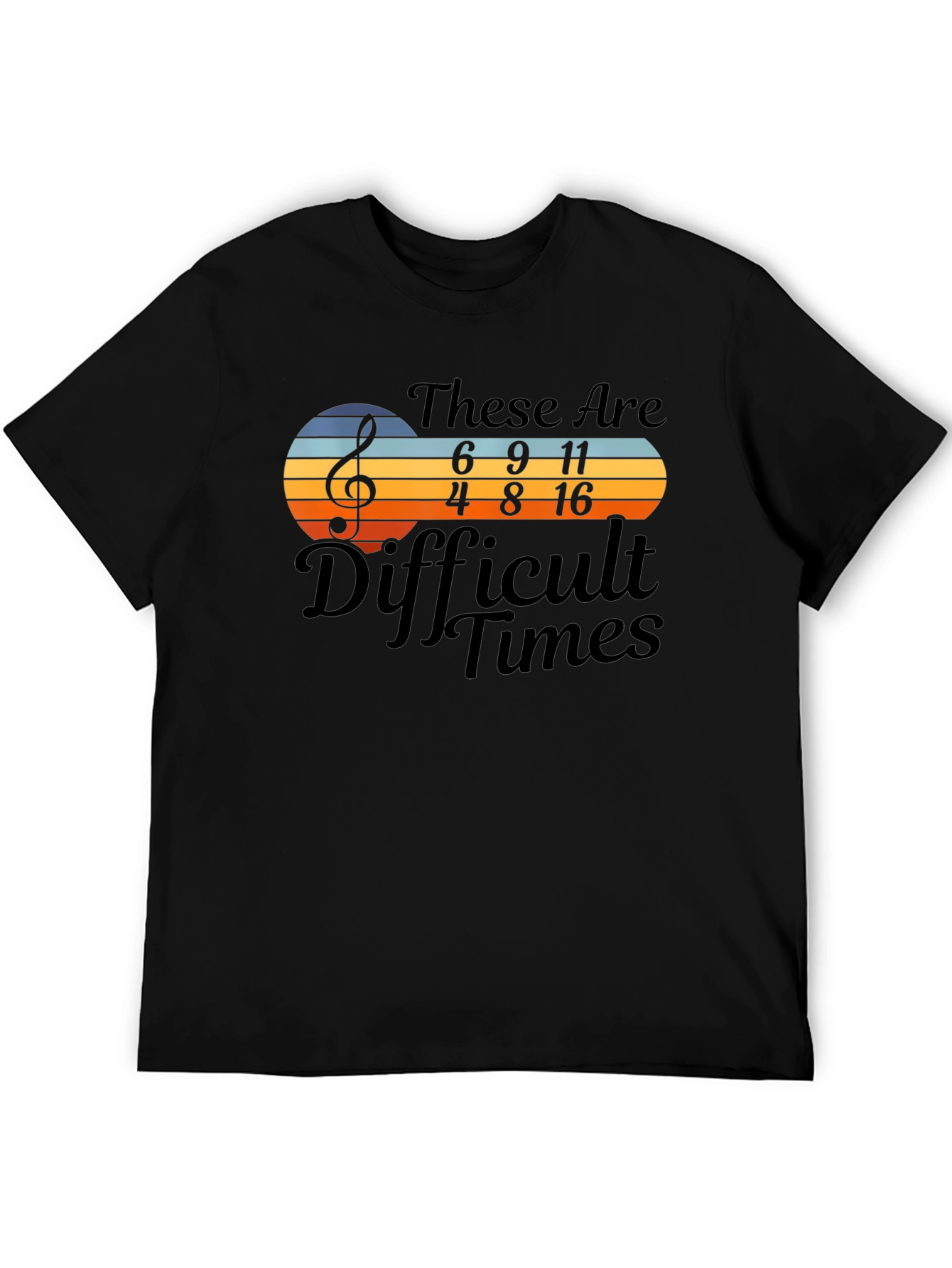 Black Difficult Times Music Math T-Shirt view 5