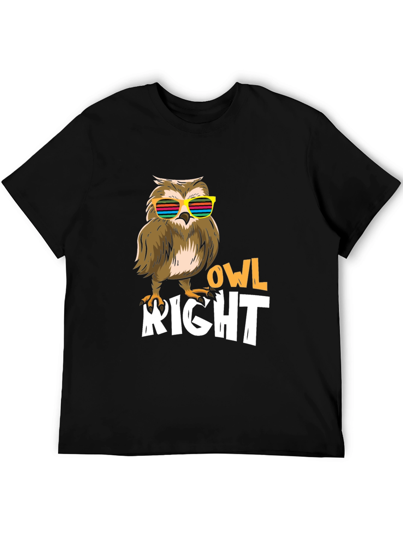 Black Cool Owl Right T-Shirt view 5