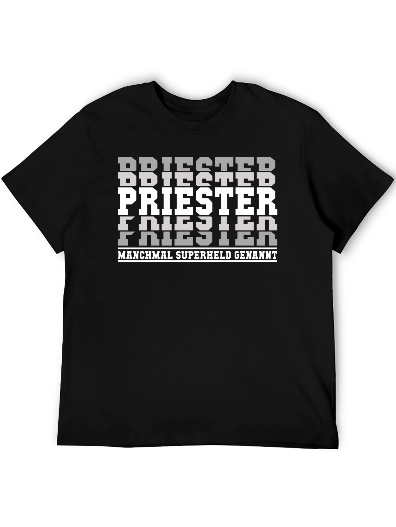 Black Priester Superheld T-Shirt view 5
