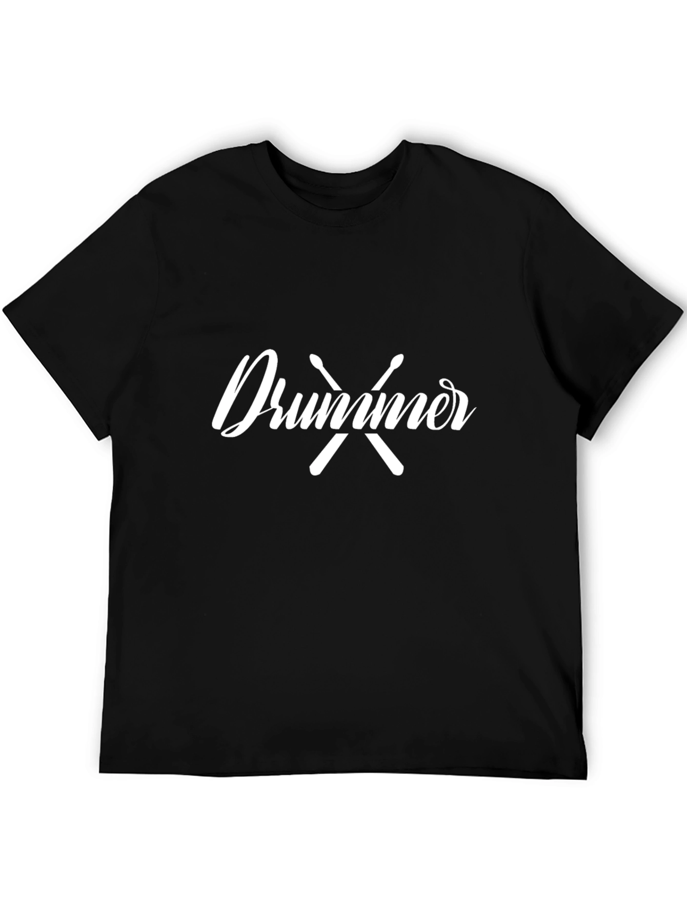 Black Drummer T-Shirt - Classic Black Crew Neck view 5
