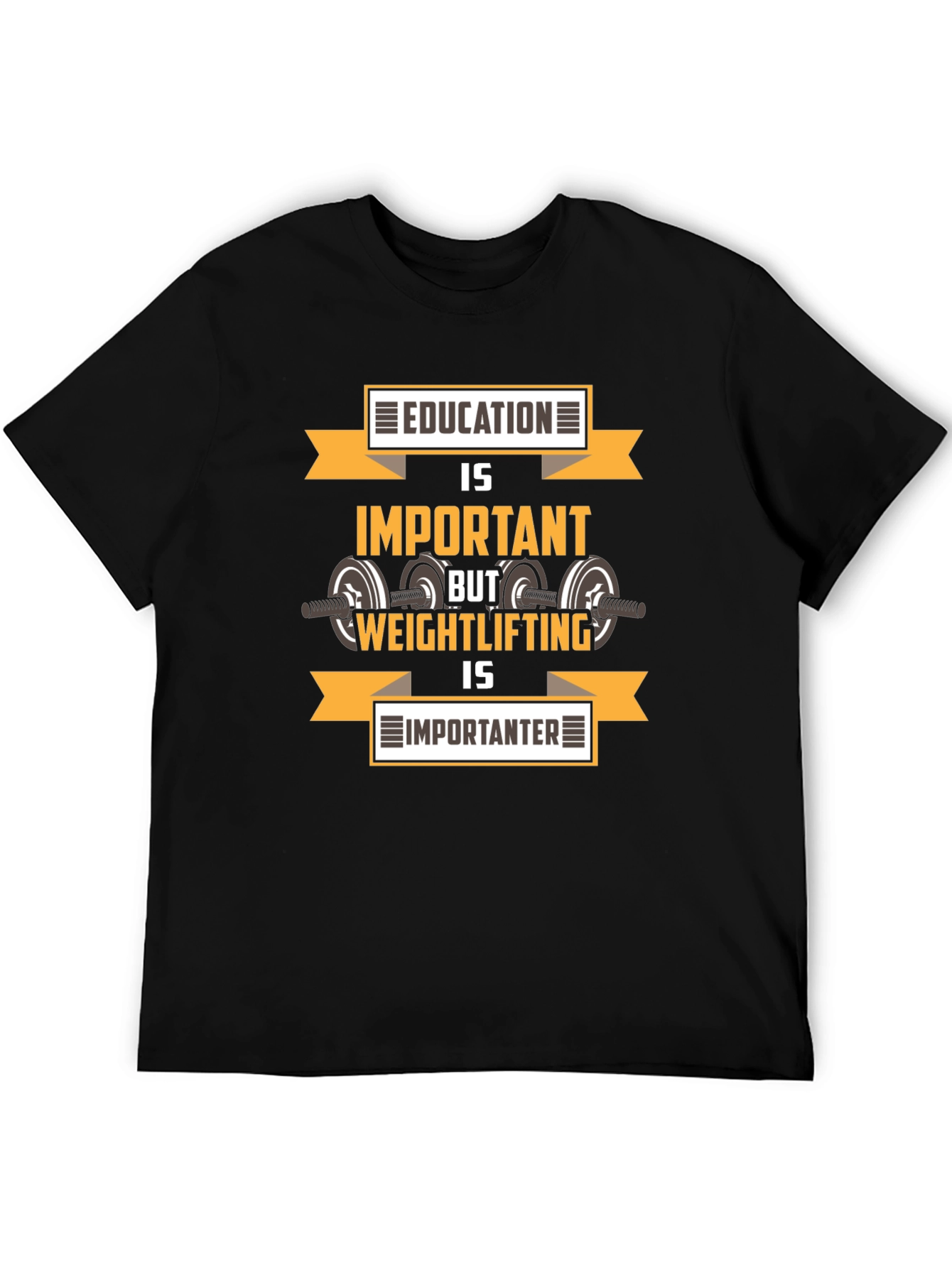Black Education vs. Weightlifting Graphic T-Shirt view 5