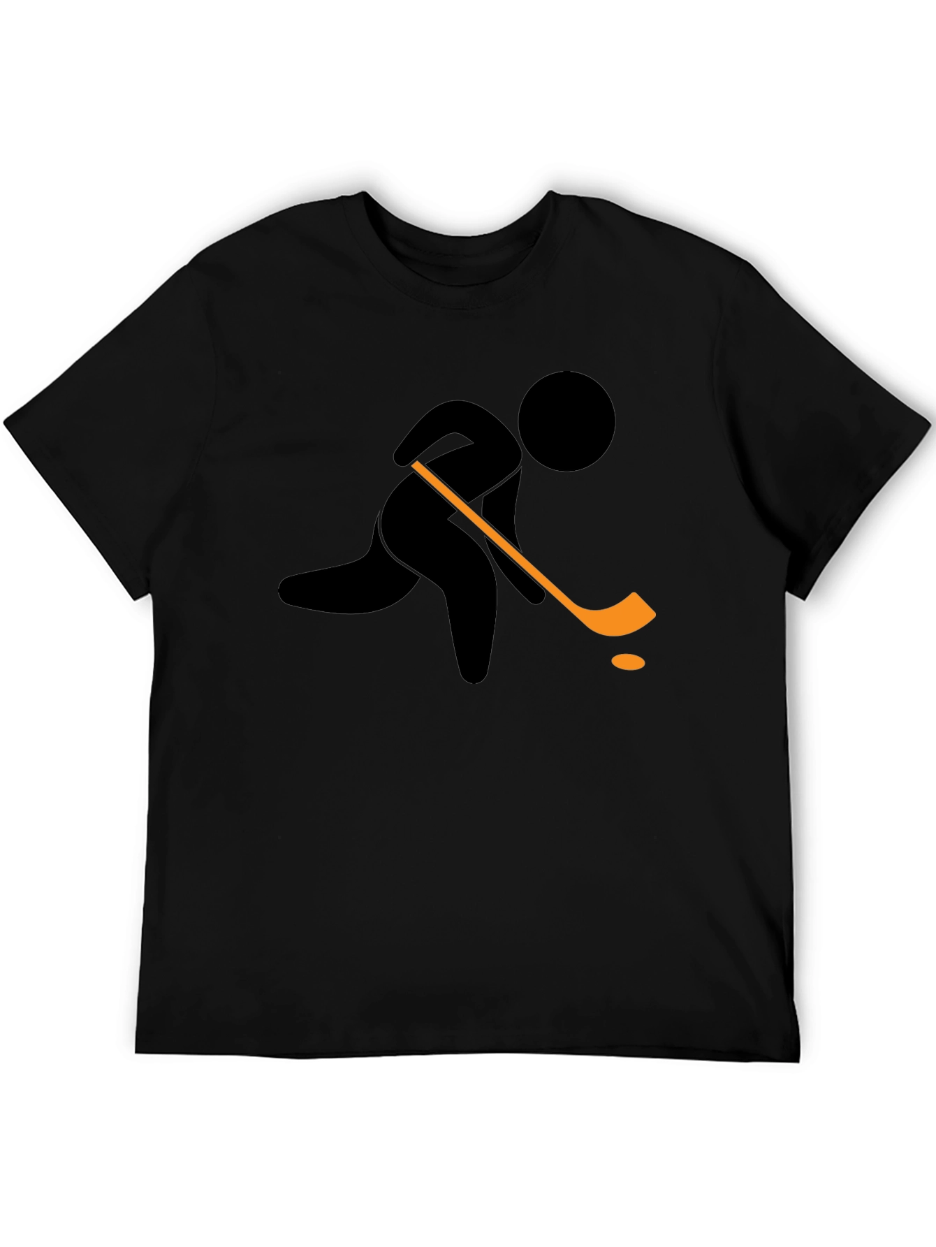 Black Hockey Player Graphic T-Shirt - Black Cotton Tee view 5