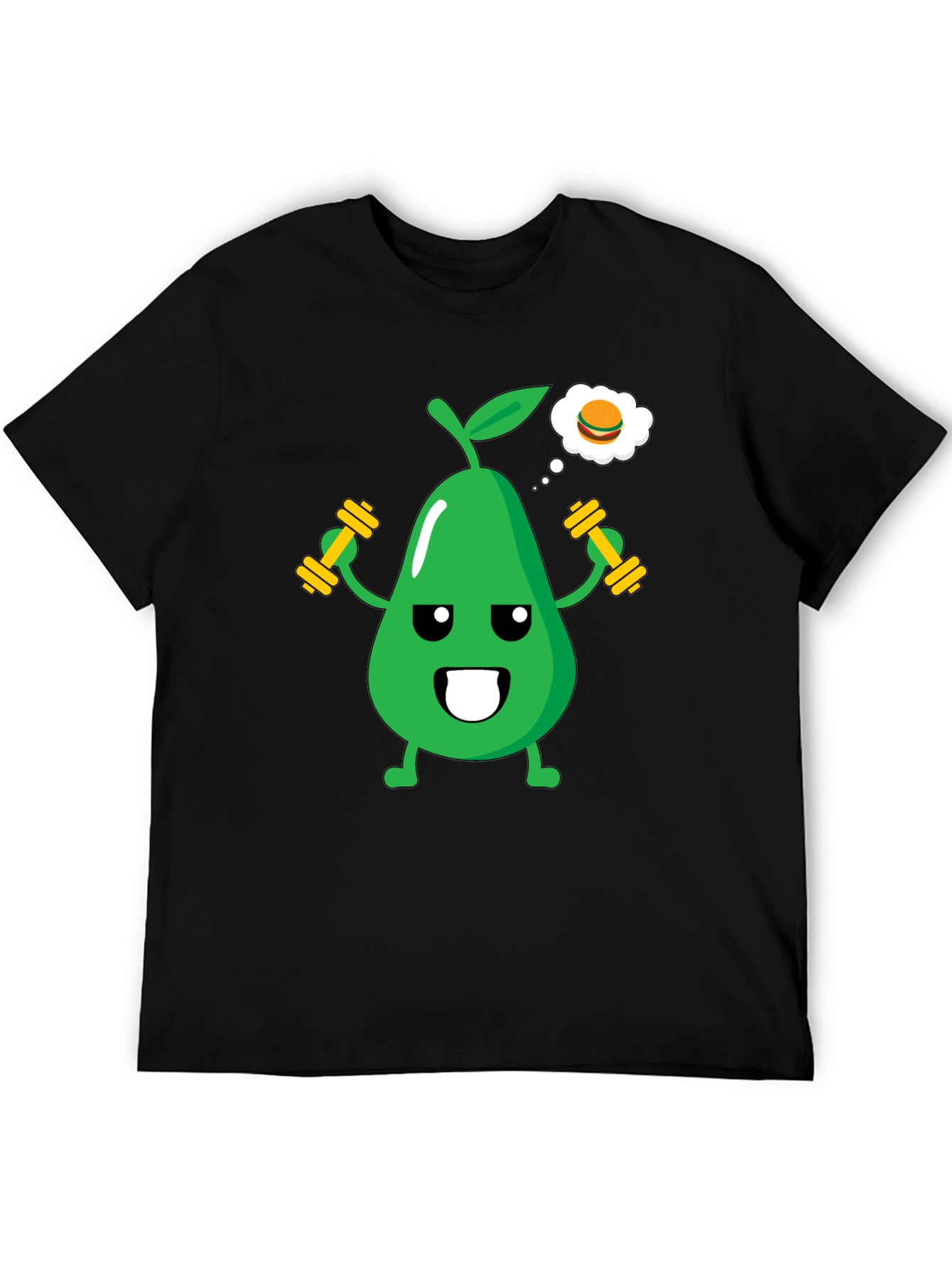 Black Funny Avocado Gym Workout T-Shirt - Black view 5