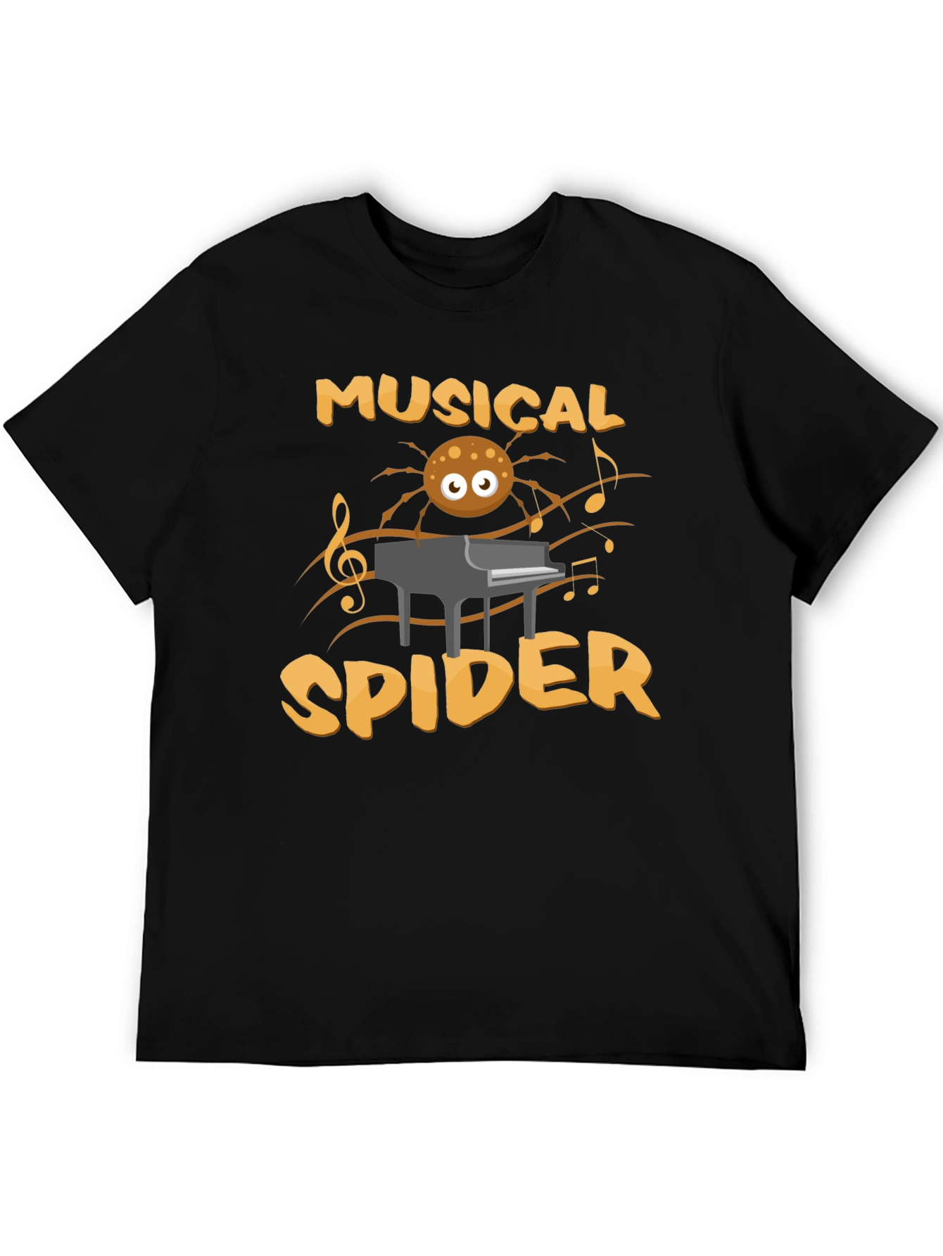 Black Musical Spider T-Shirt - Funny Graphic Tee view 5