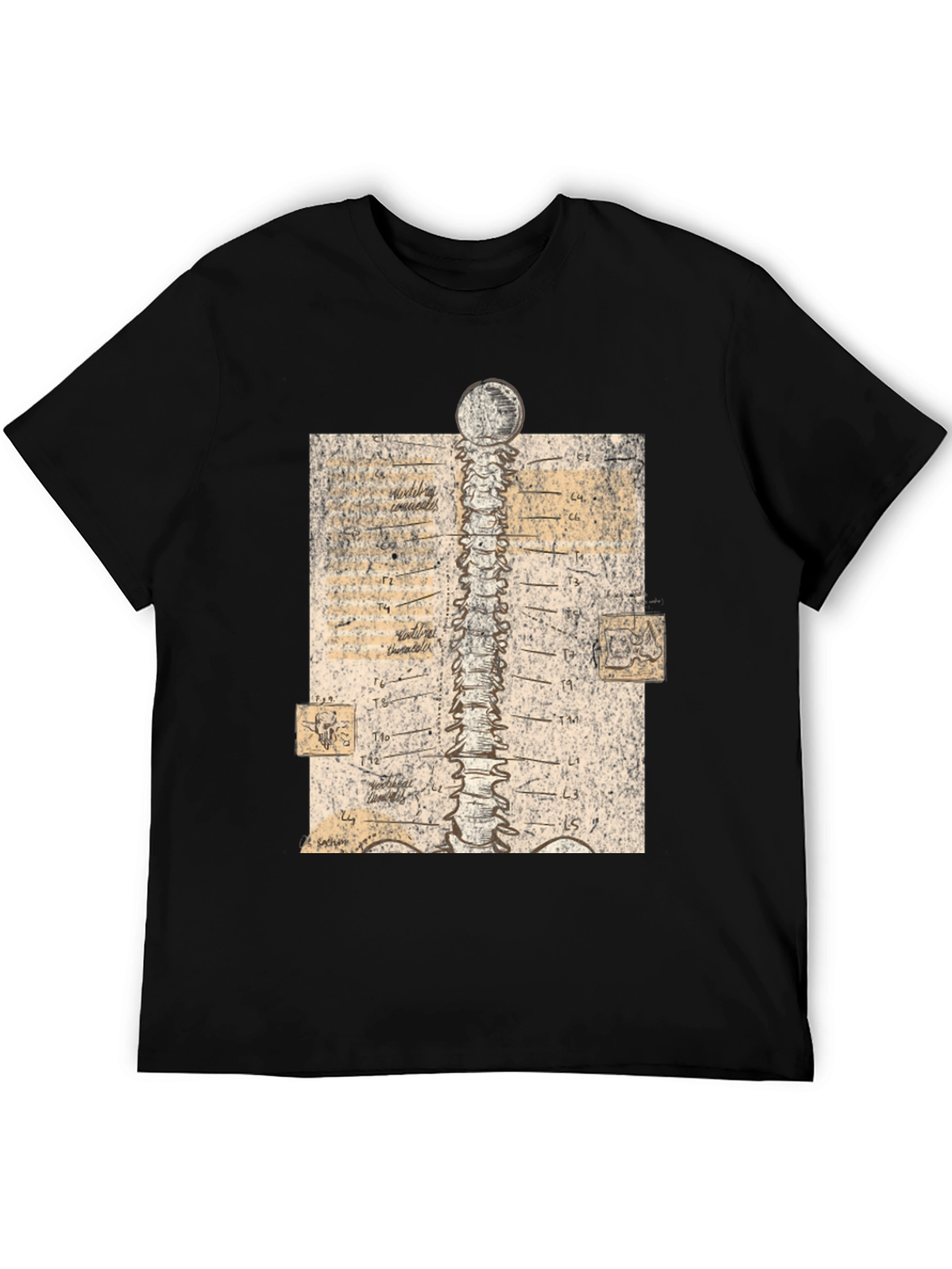 Black Anatomical Spine Graphic Tee - Black view 5