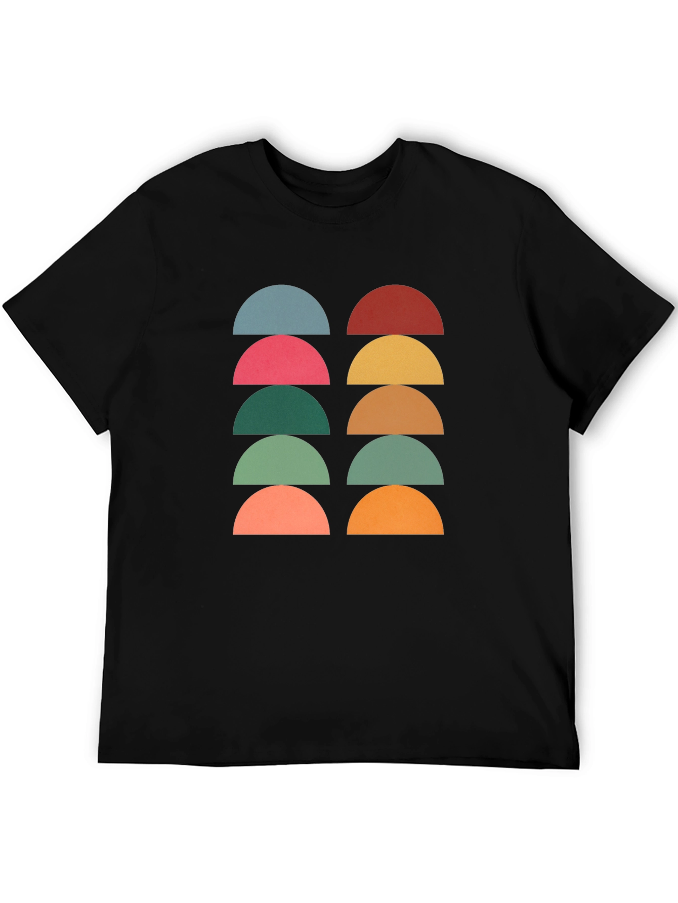 Black Retro Geometric Half Circle T-Shirt - Black view 5
