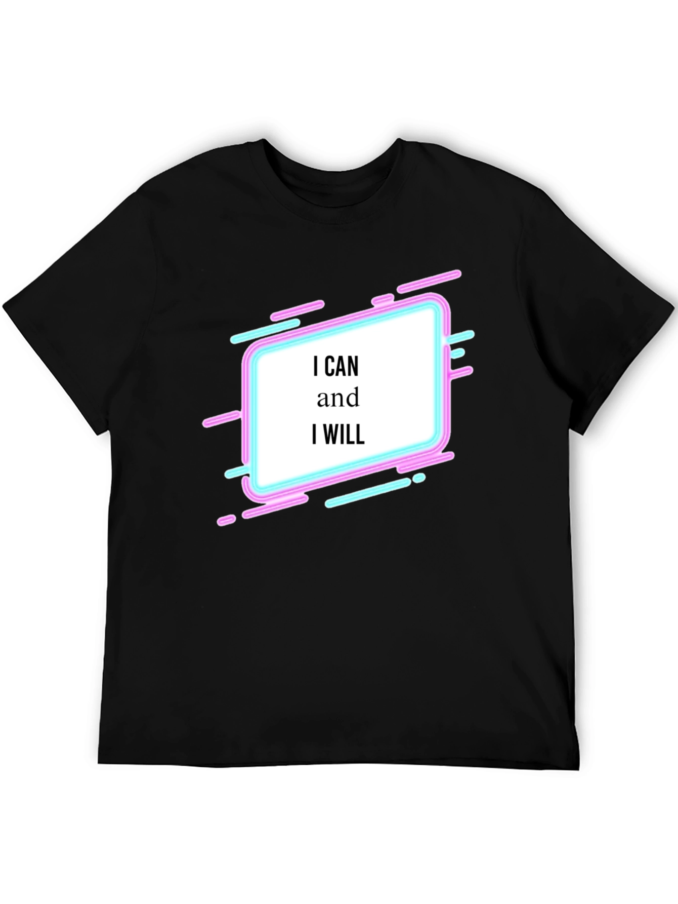 Black Motivational Graphic Tee - I Can and I Will T-Shirt view 5