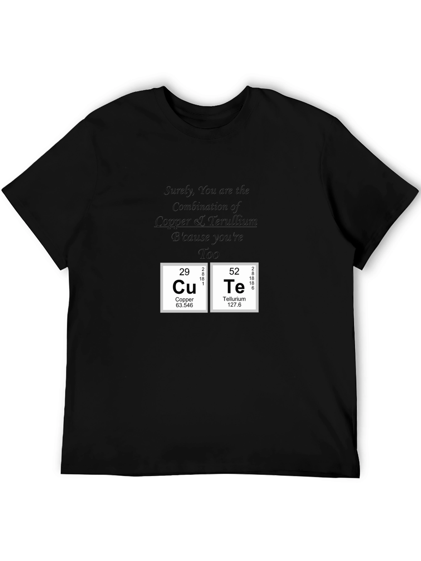 Black Cute Copper Tellurium Periodic Table T-Shirt view 5