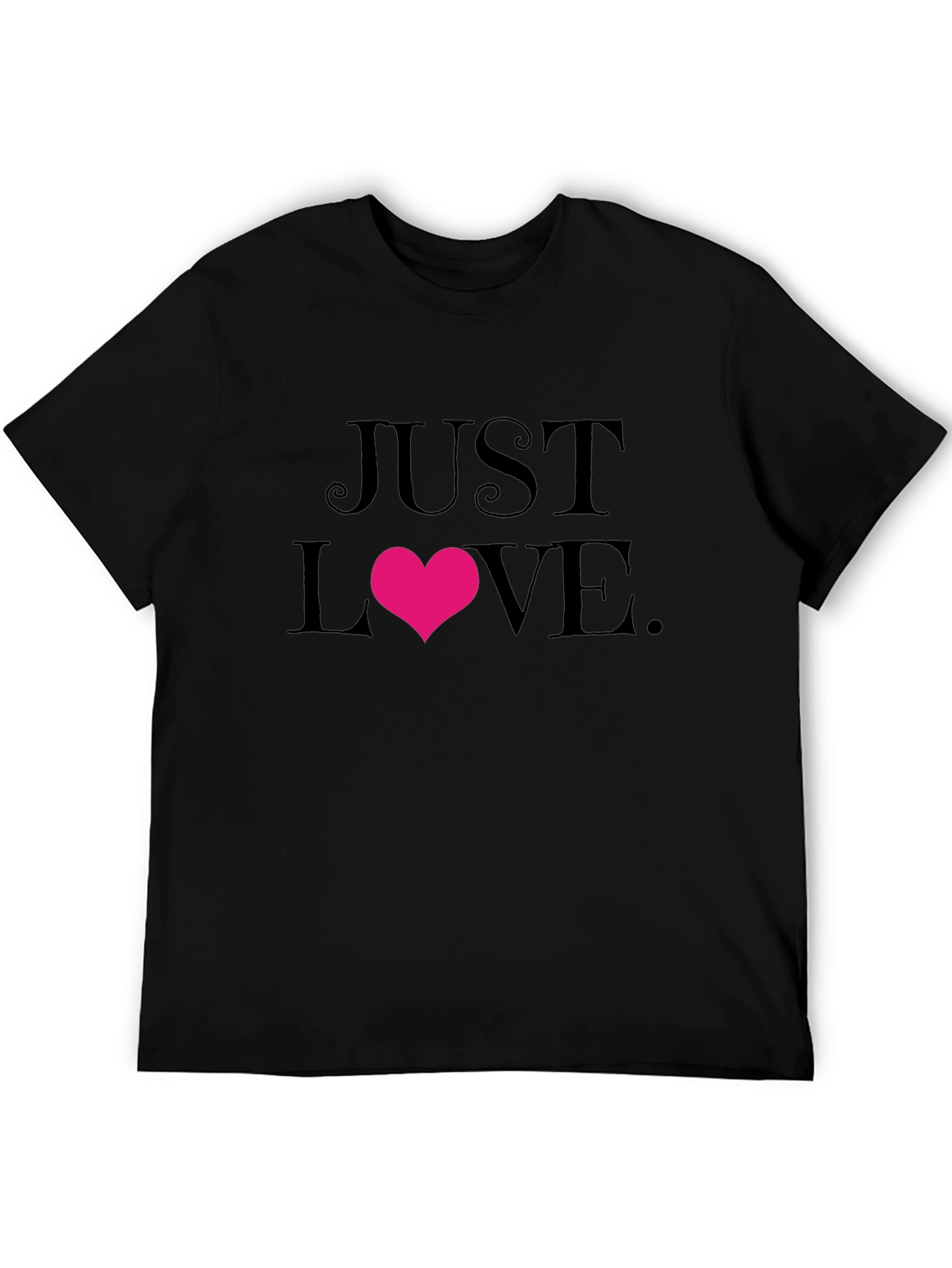 Black Just Love Graphic Tee - Soft Cotton Blend view 5