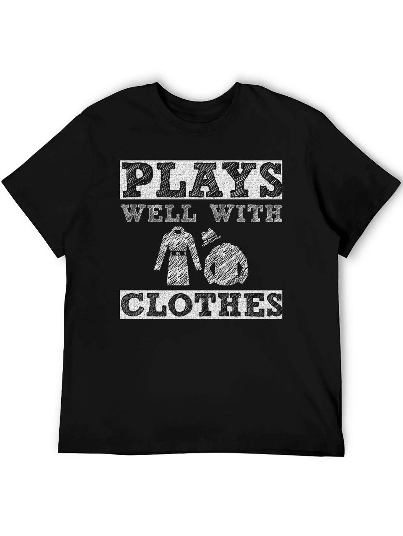 Black Plays Well With Clothes Graphic Novelty Tee view 5