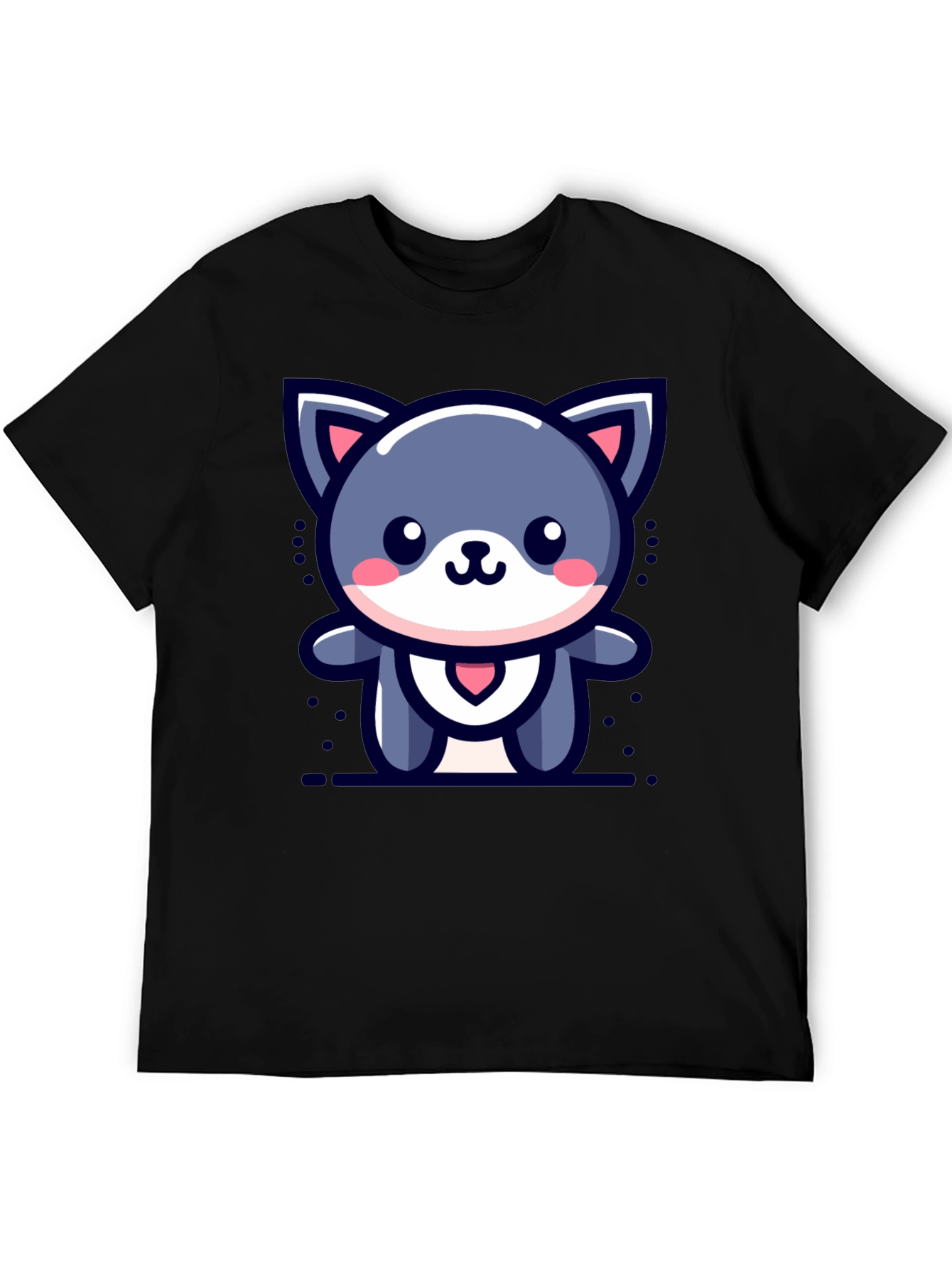Black Cute Cartoon Cat Graphic T-Shirt view 5