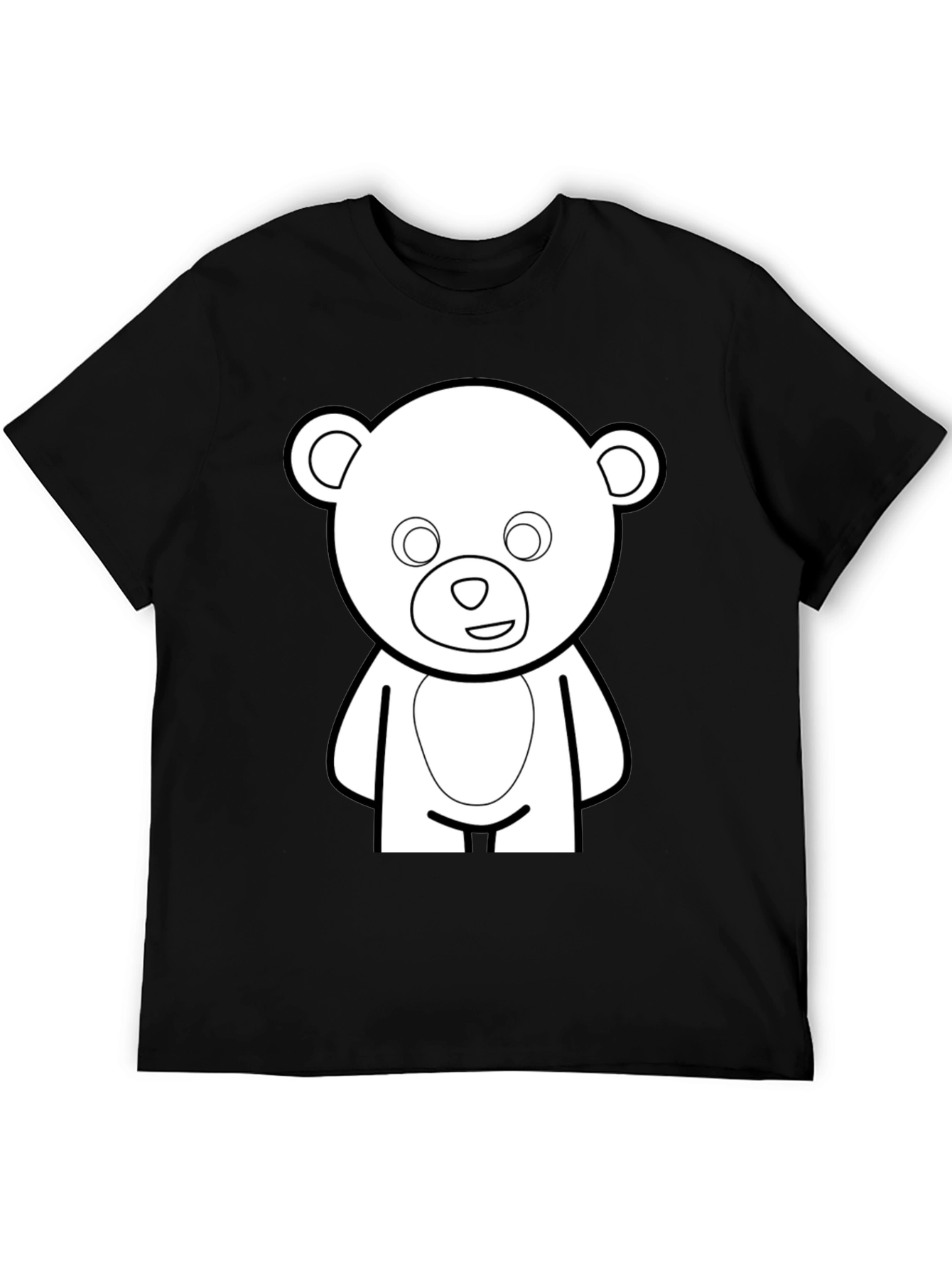Black Cute Teddy Bear Graphic Black T-Shirt view 5