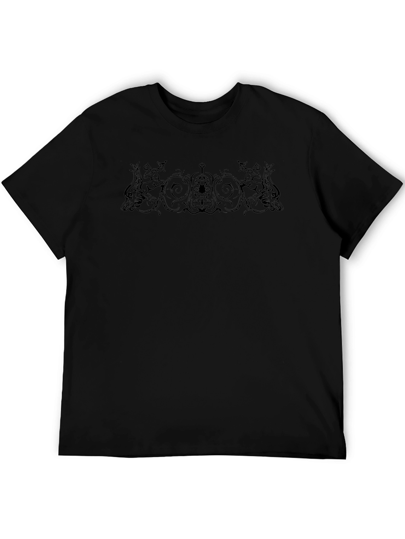Ornate Graphic Print Black T-Shirt - 5