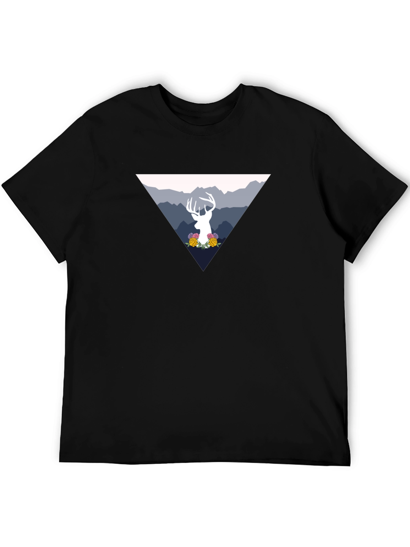Black Deer Mountain Graphic Tee - Black Unisex T-Shirt view 5